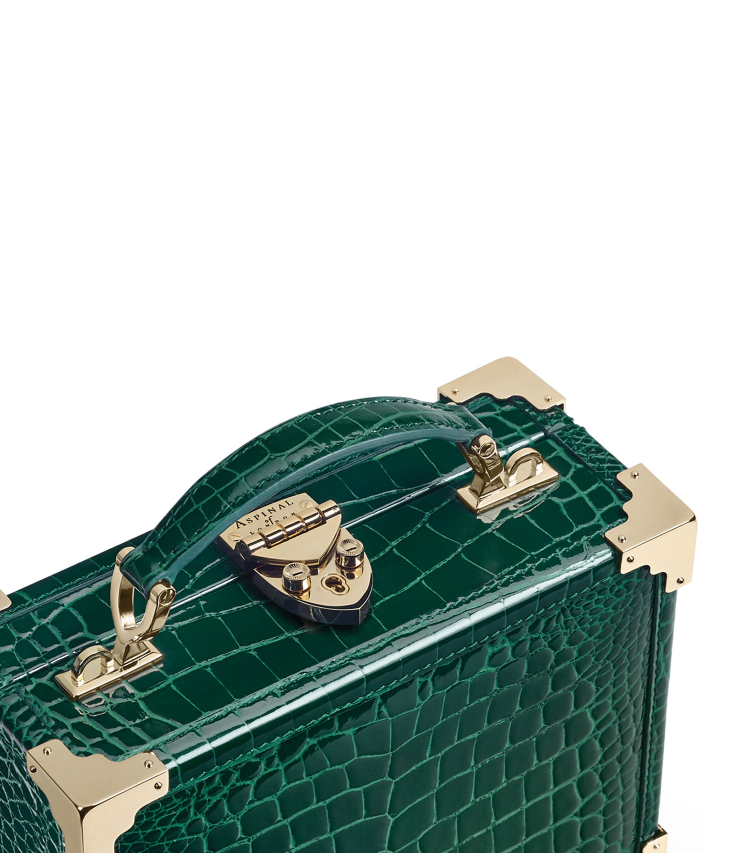 Aspinal Of London Mini Leather Trunk Clutch Bag Green Image 5