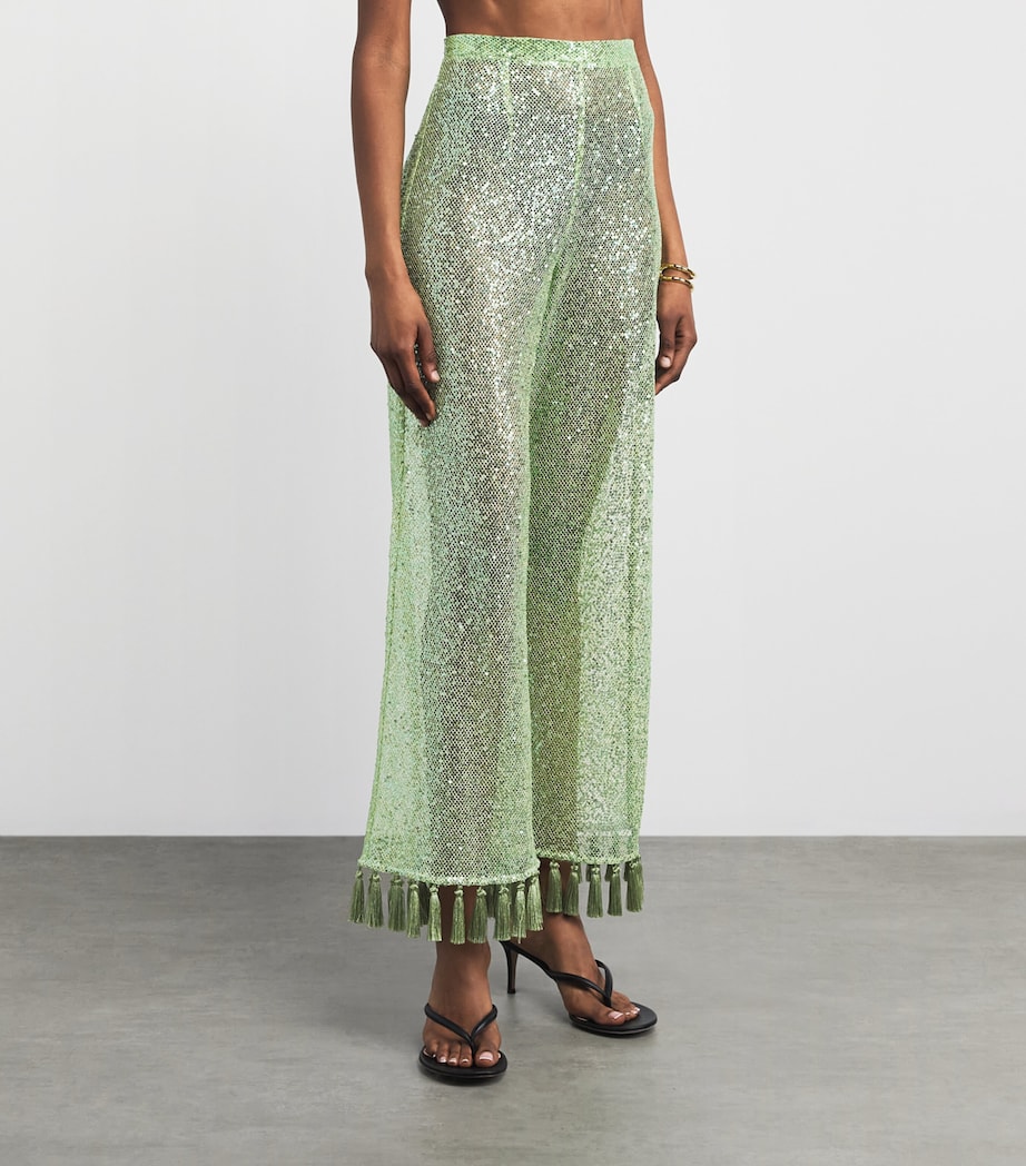 Taller Marmo Womens Sequin Cala Escondida Trousers Acid Green Image 4