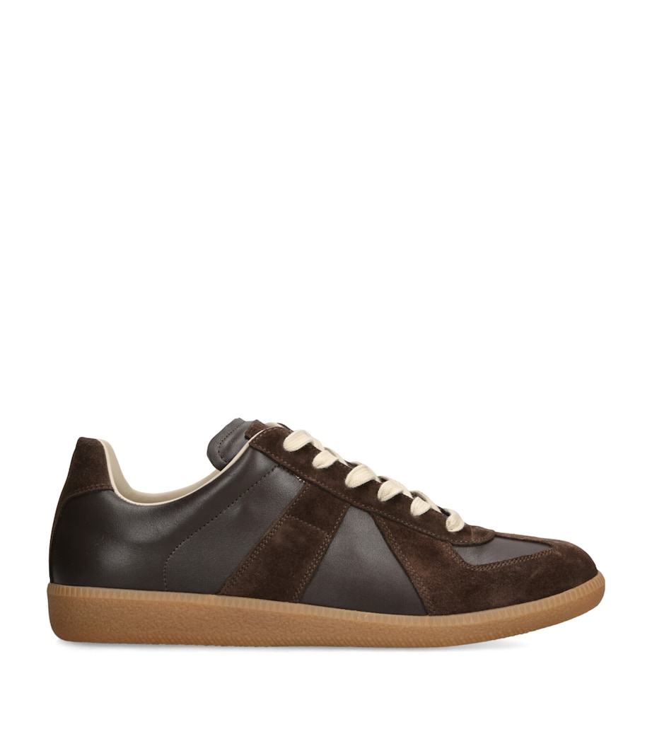 Leather-Suede Replica Sneakers DARK BROWN Image 1