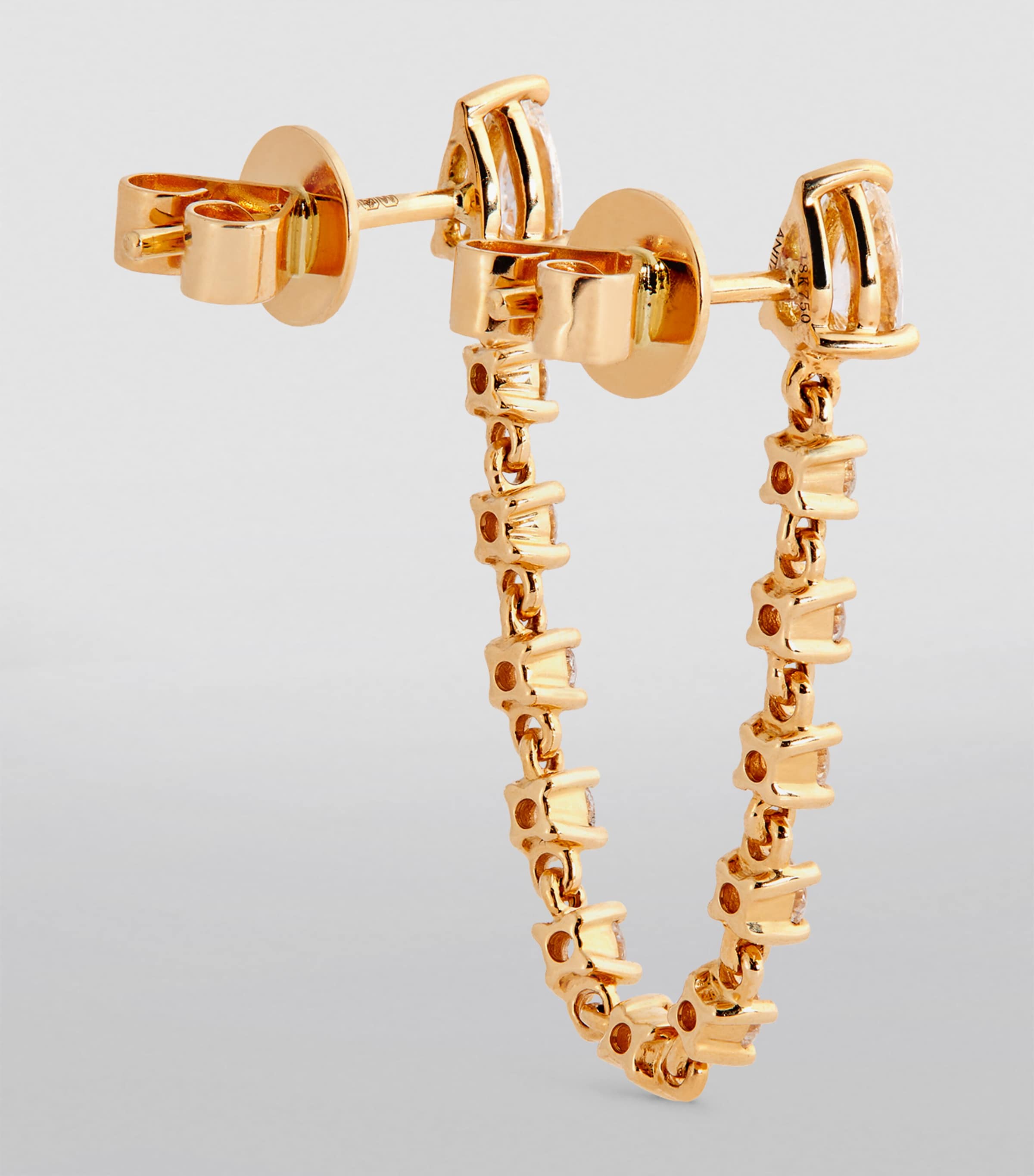 Yellow Gold and Diamond Double-Pierced Loop Single Earring YELLOW GOLD Image 3