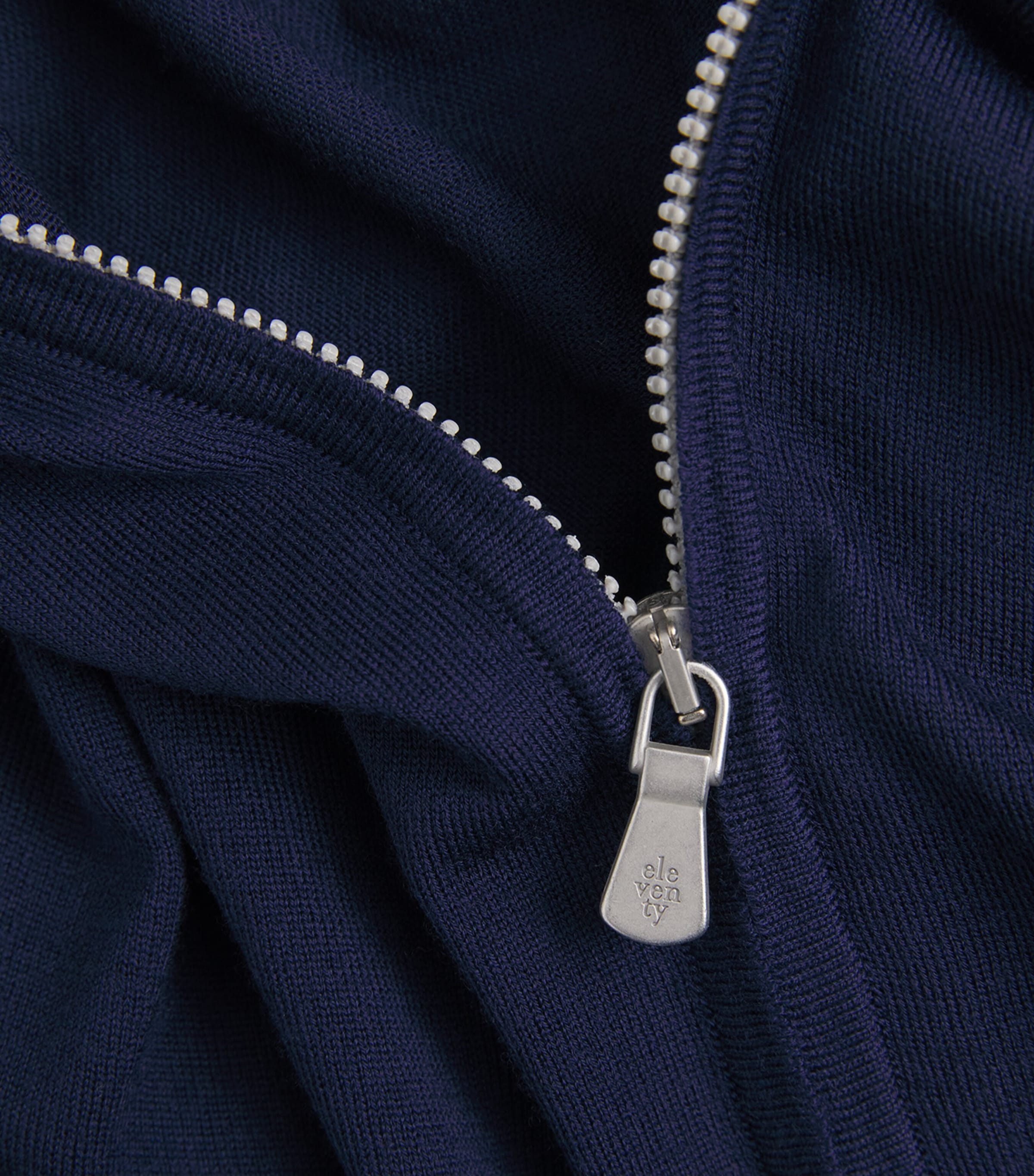 Eleventy Mens Wool Zip-Up Cardigan Royal Image 6