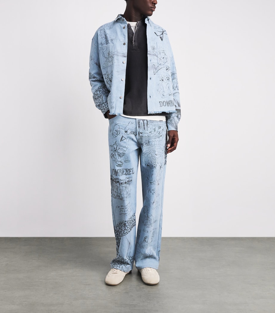 DOMREBEL Mens Sketchy Bootcut Jeans Light Blue Image 2