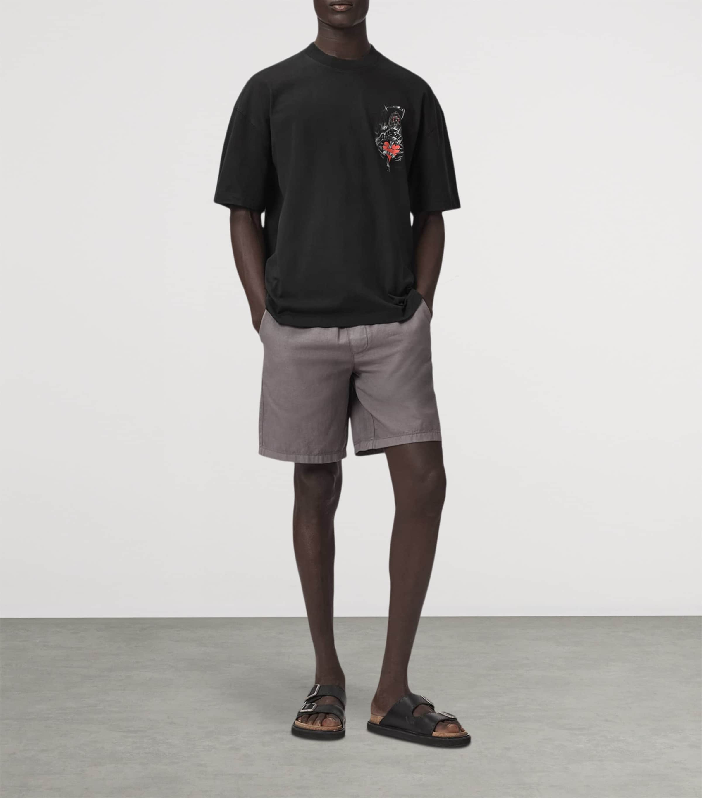 AllSaints Mens Organic Cotton Scimitar T-Shirt Washed Black Image 2
