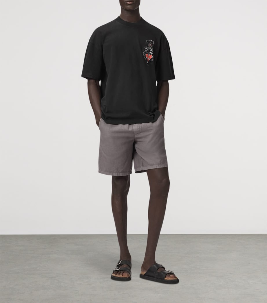 AllSaints Mens Organic Cotton Scimitar T-Shirt Washed Black Image 2