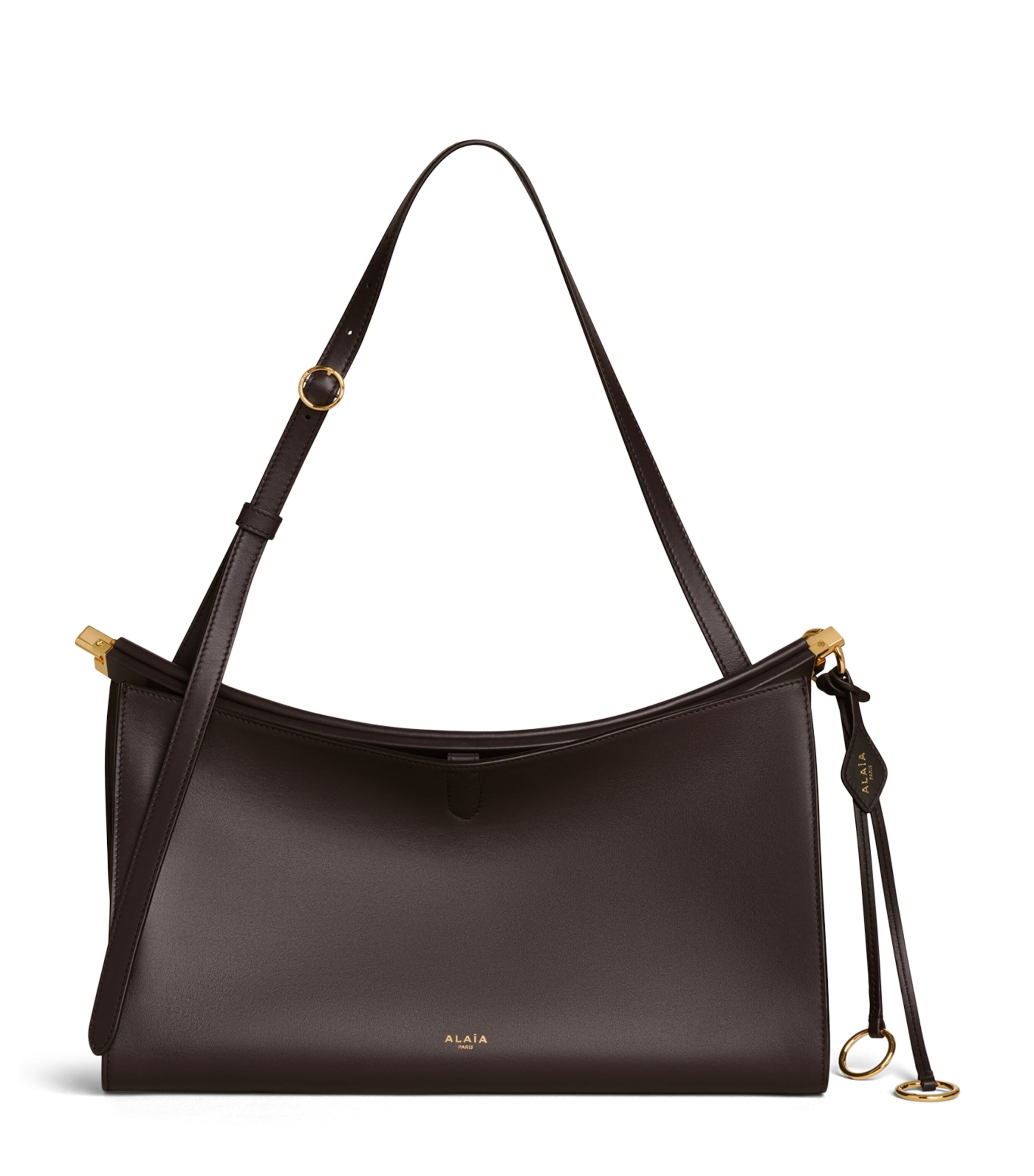Alaïa Womens Leather Le Click Pocket 35 Shoulder Bag Dark Brown Image 1