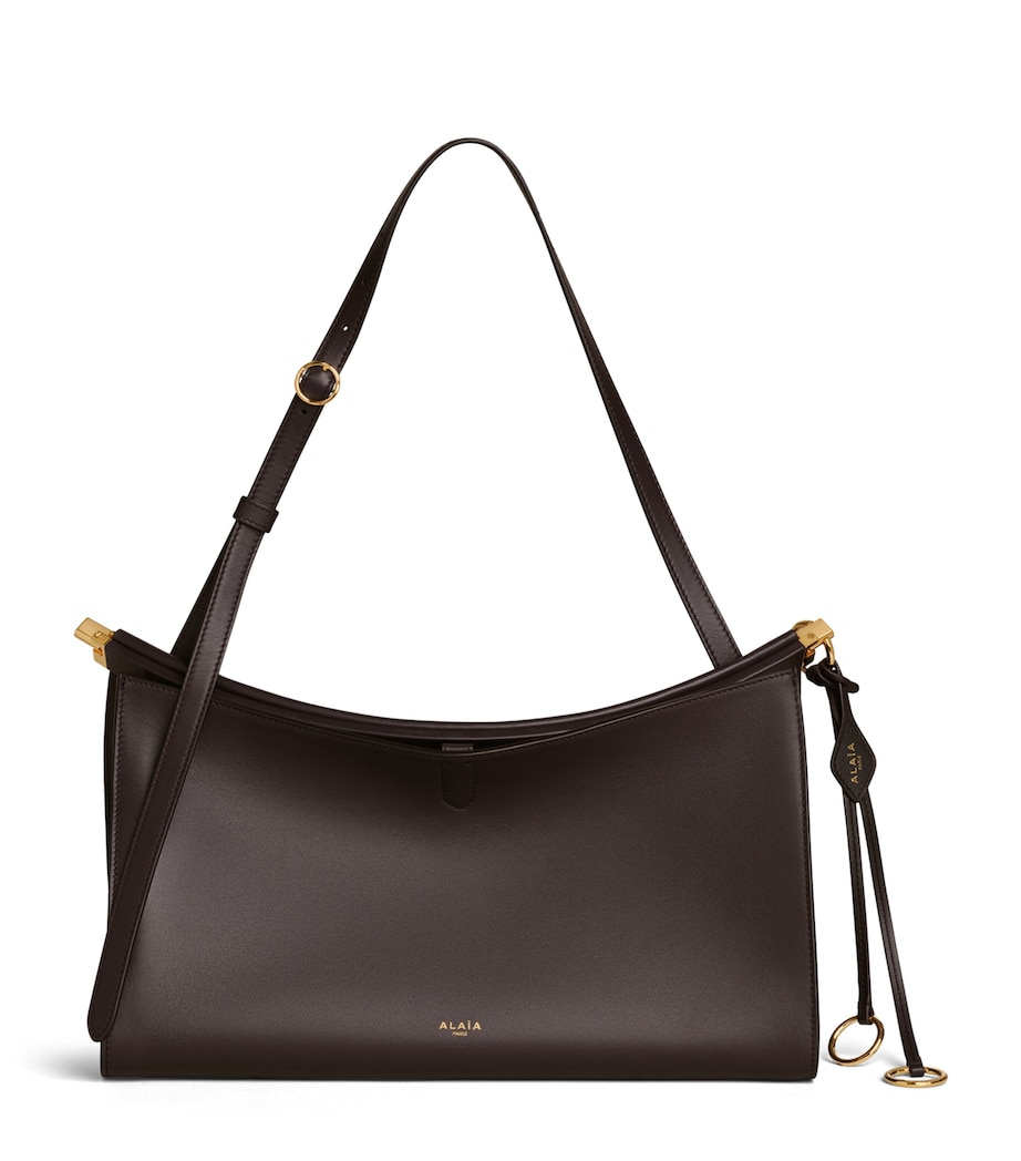 Alaïa Womens Leather Le Click Pocket 35 Shoulder Bag Dark Brown Image 1