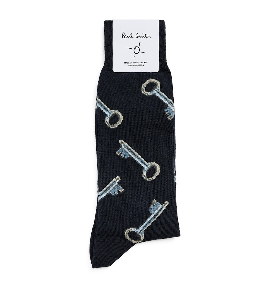 Paul Smith Mens Keys Socks Blue Image 1