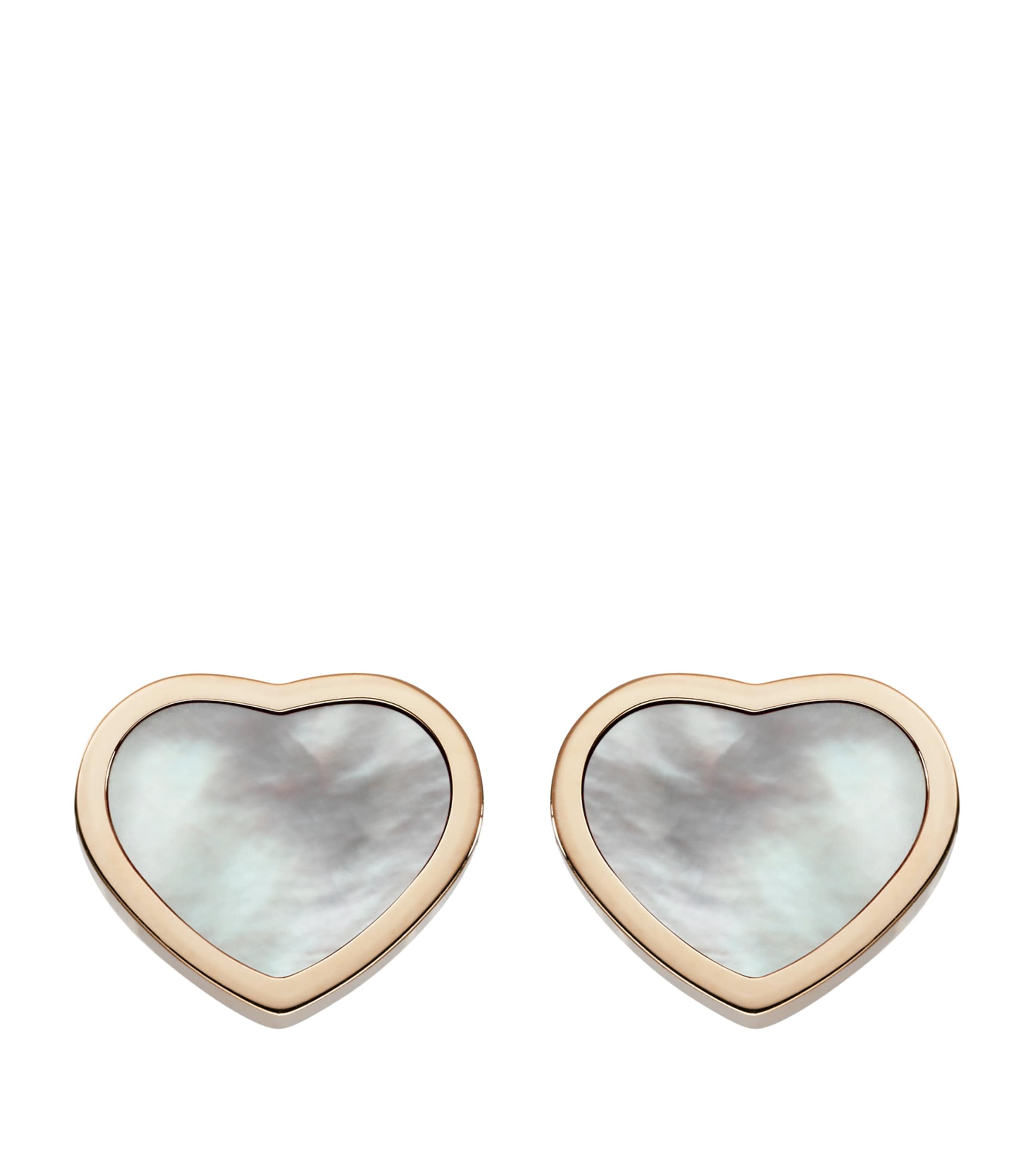 Chopard Rose Gold And Mother-of-pearl Happy Hearts Stud Earrings In Rose Gold