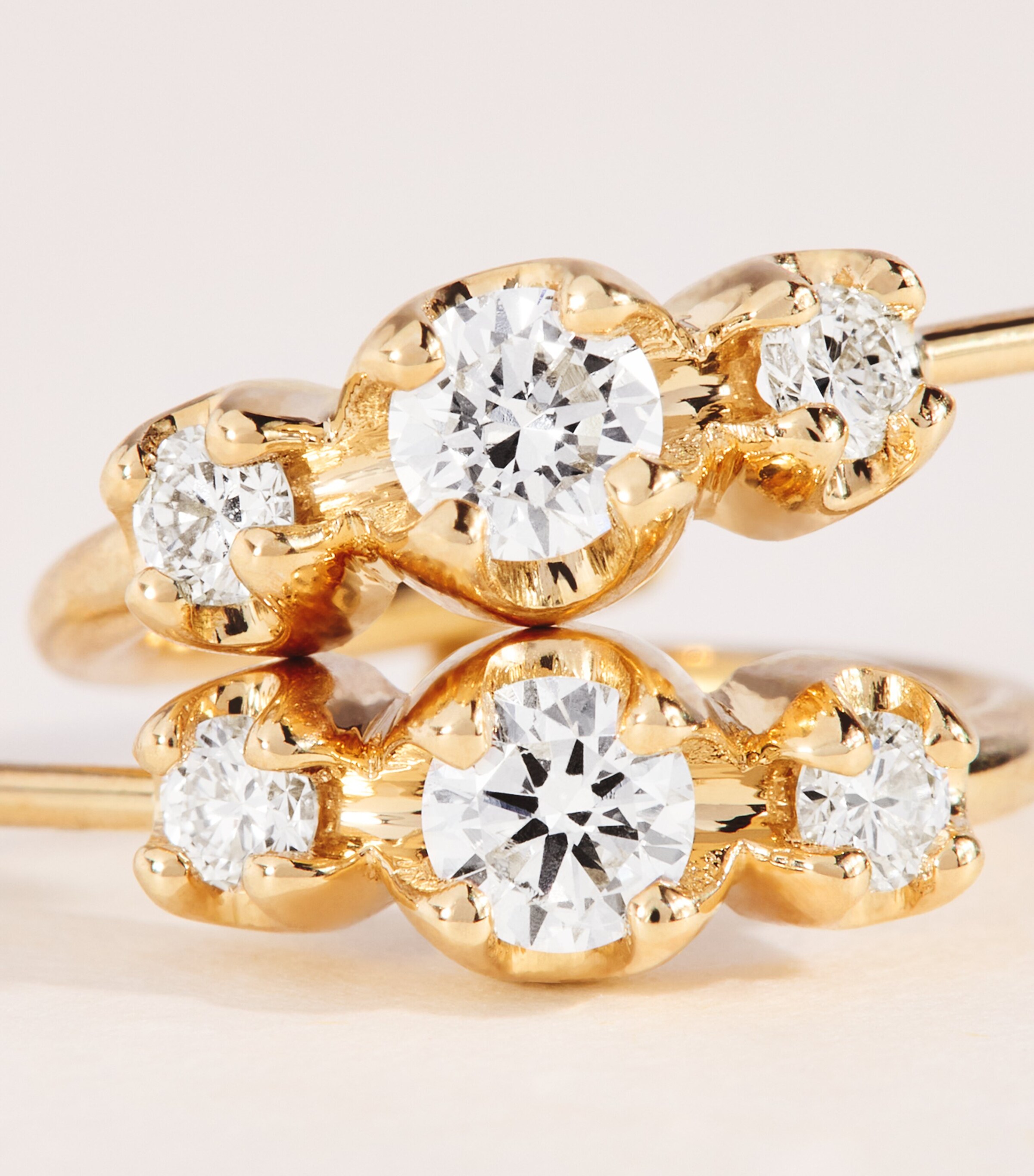 Jennifer Meyer Mini Yellow Gold and Diamond Graduated Earrings Yellow Gold Image 5