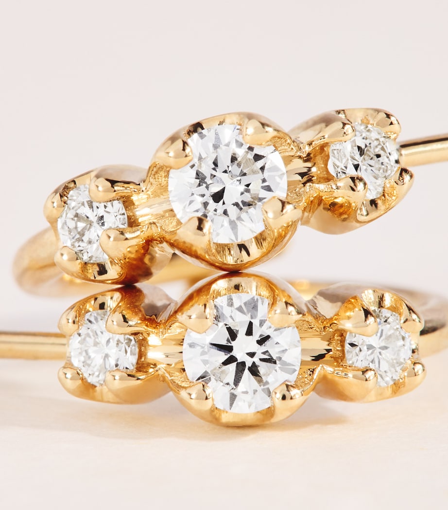 Jennifer Meyer Mini Yellow Gold and Diamond Graduated Earrings Yellow Gold Image 5
