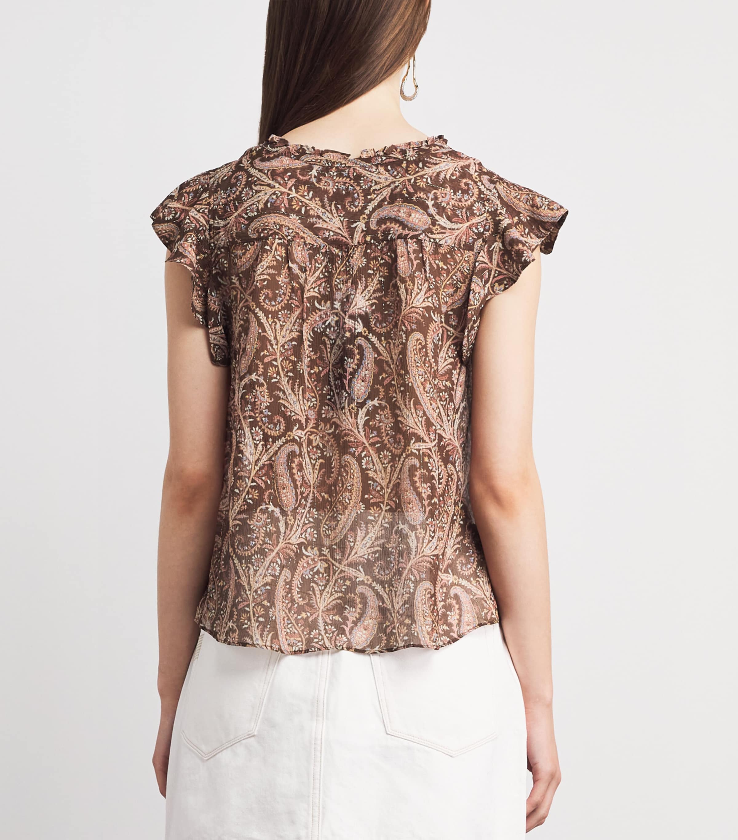 PAIGE Womens Silk Cornelia Blouse Oak Multi Image 5