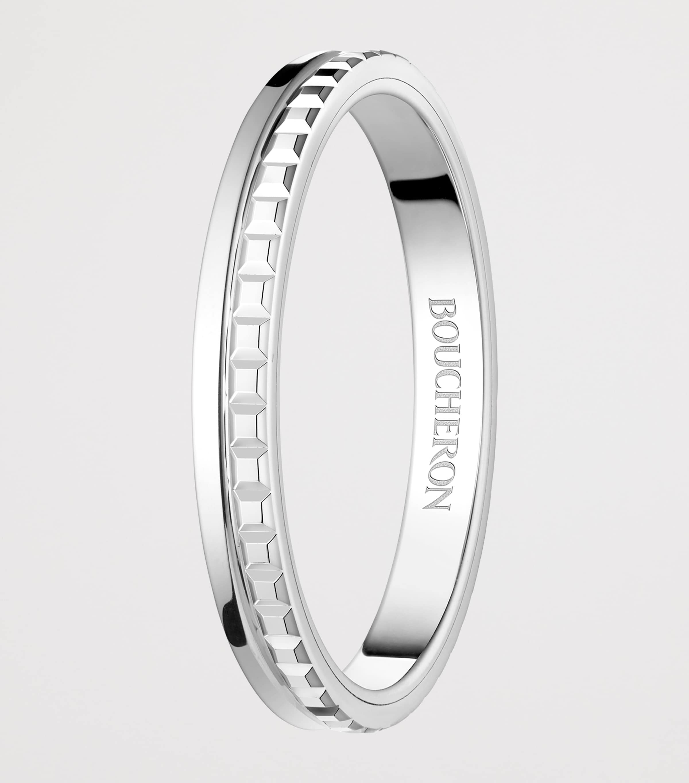 Small Platinum Quatre Radiant Edition Wedding Band WHITE GOLD Image 3