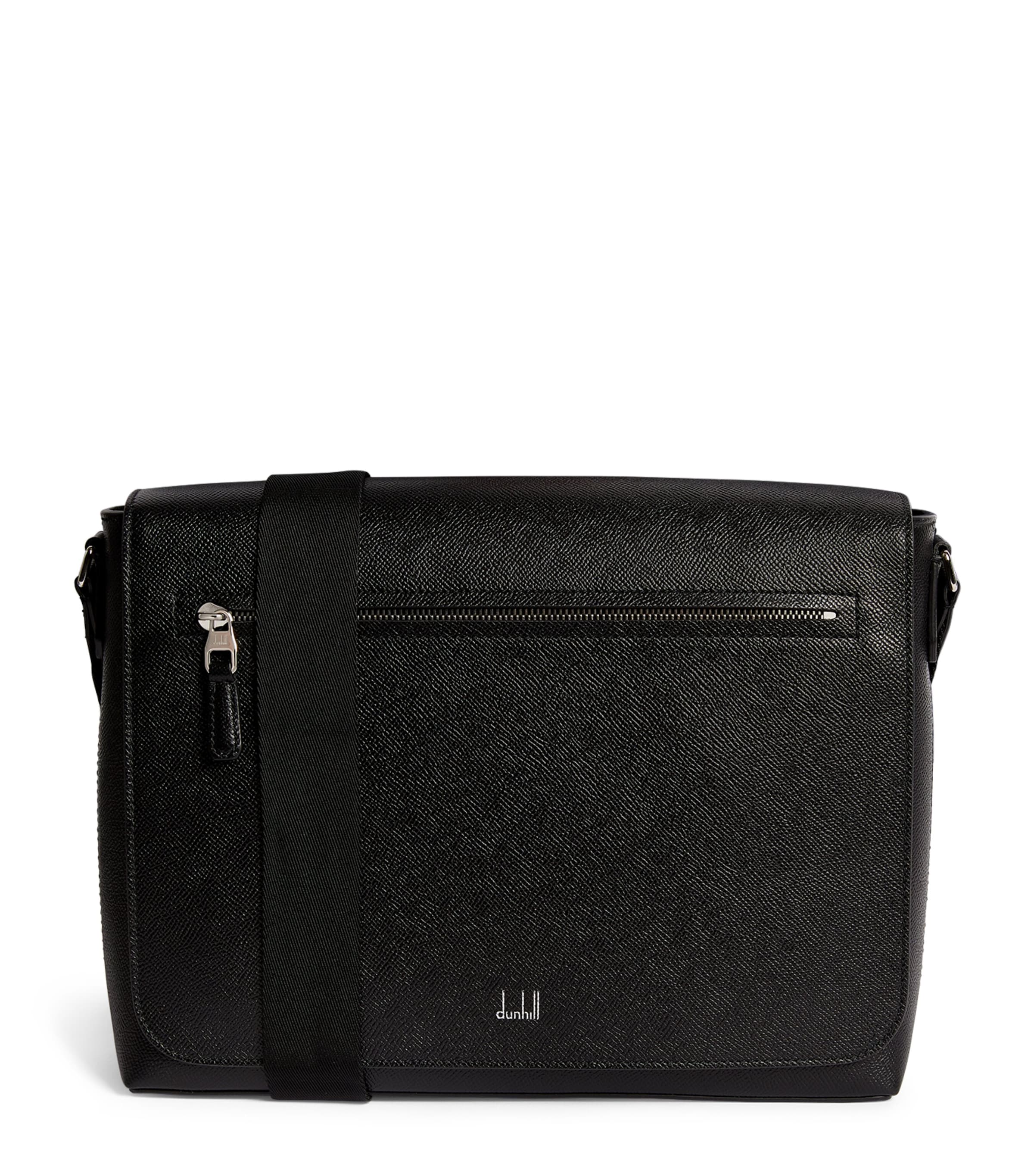 Shop Dunhill Leather Cadogan Messenger Bag In Black