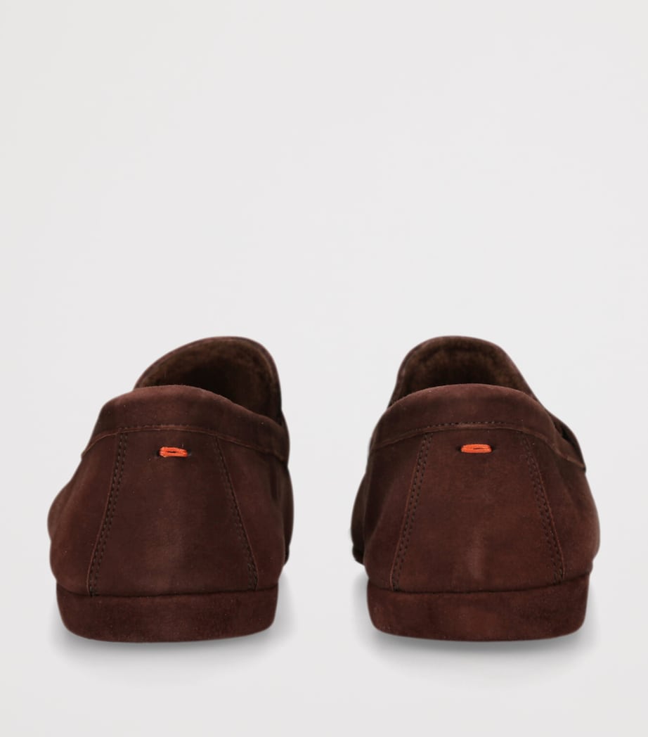 Suede Fur-Trim Carlos Loafers BROWN Image 2