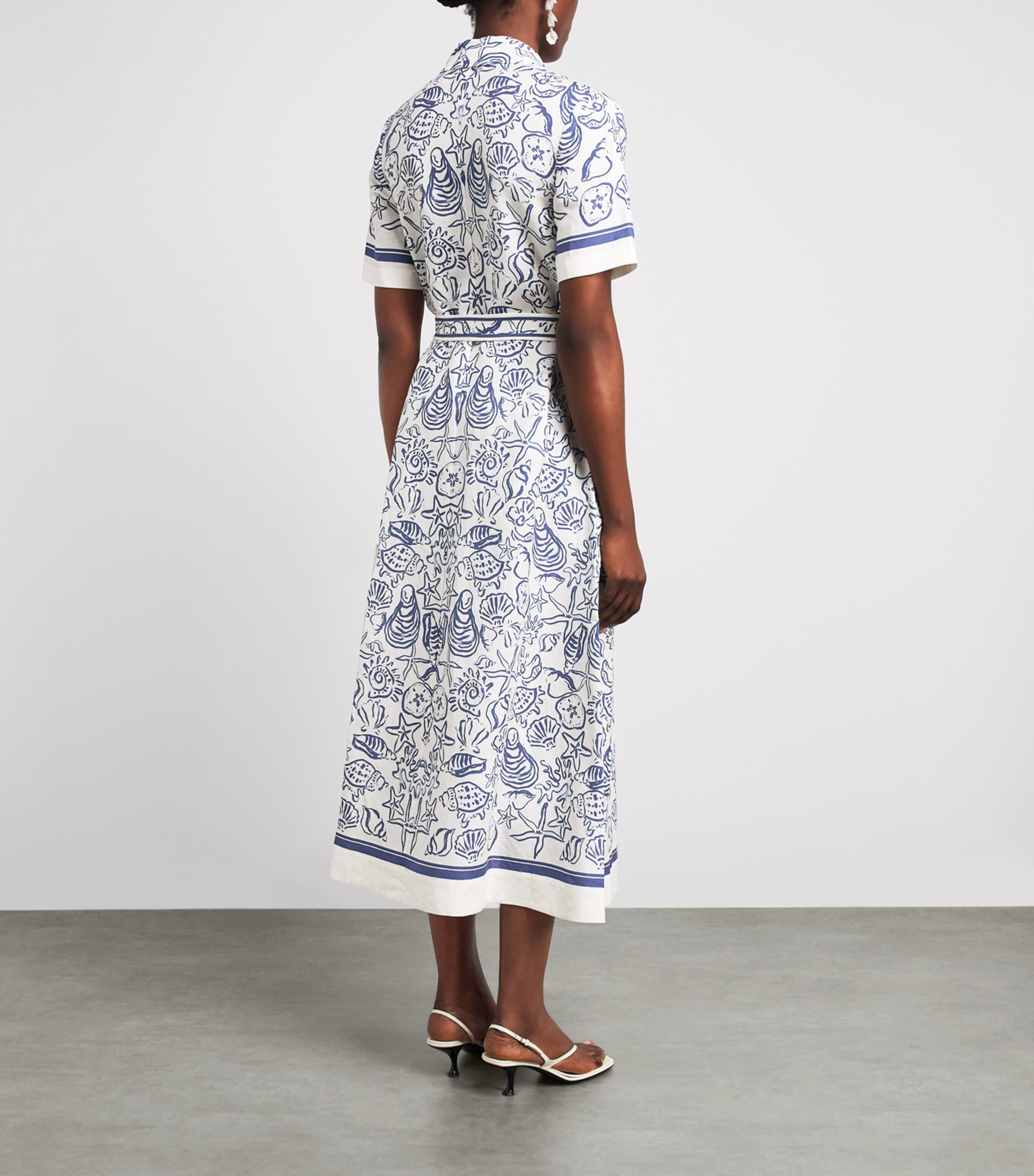 Simkhai Womens Linen-Blend Audria Shirt Dress Blueberry Multi Image 4