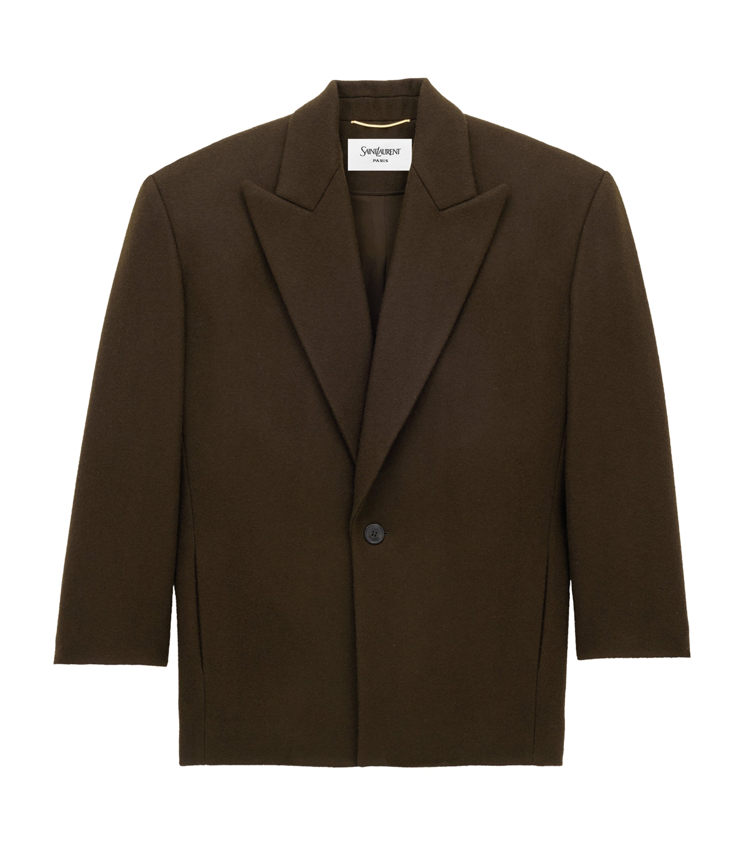Saint Laurent Wool Short Coat In Green