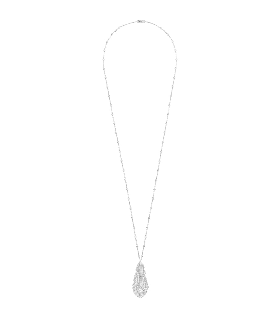 White Gold and Diamond Plume de Paon Necklace WHITE GOLD Image 1