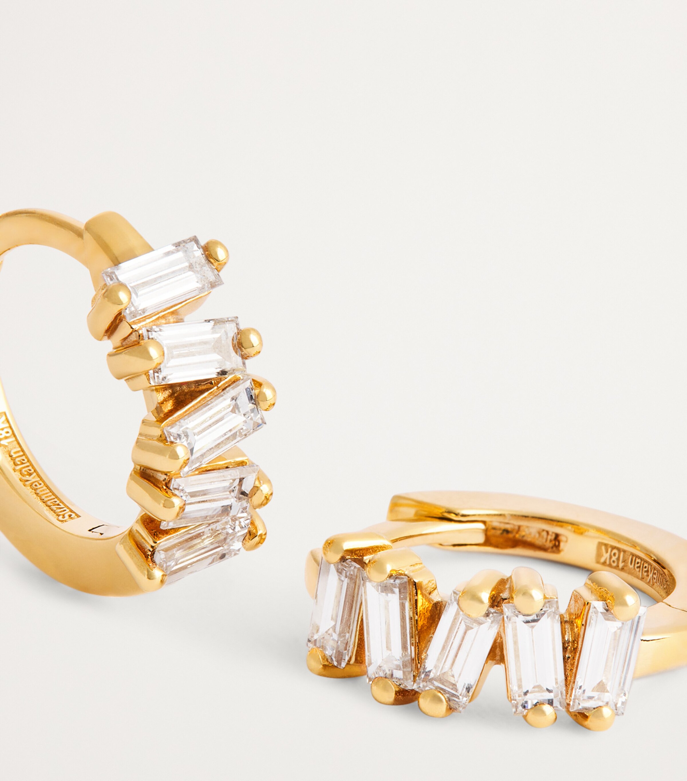 Suzanne Kalan Yellow Gold and Diamond Bold Huggie Earrings Yg/wd Image 6