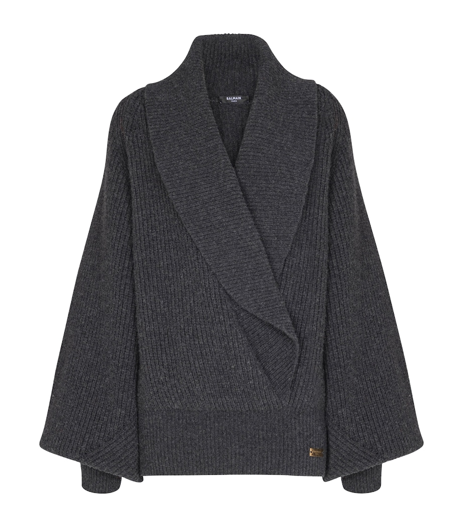 Wool Oversized Wrap Sweater 9DH GRIS CHINE FONCE Image 1