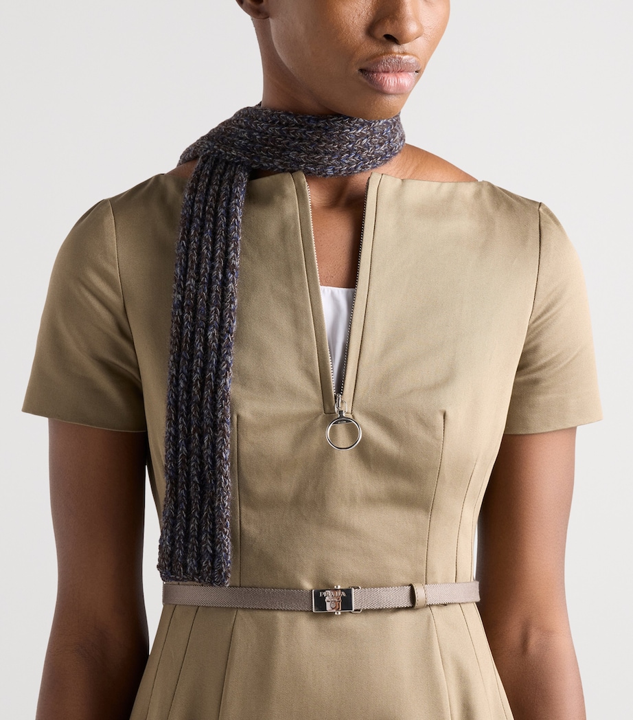 Prada Womens Cotton Belted Mini Dress Grey Image 4