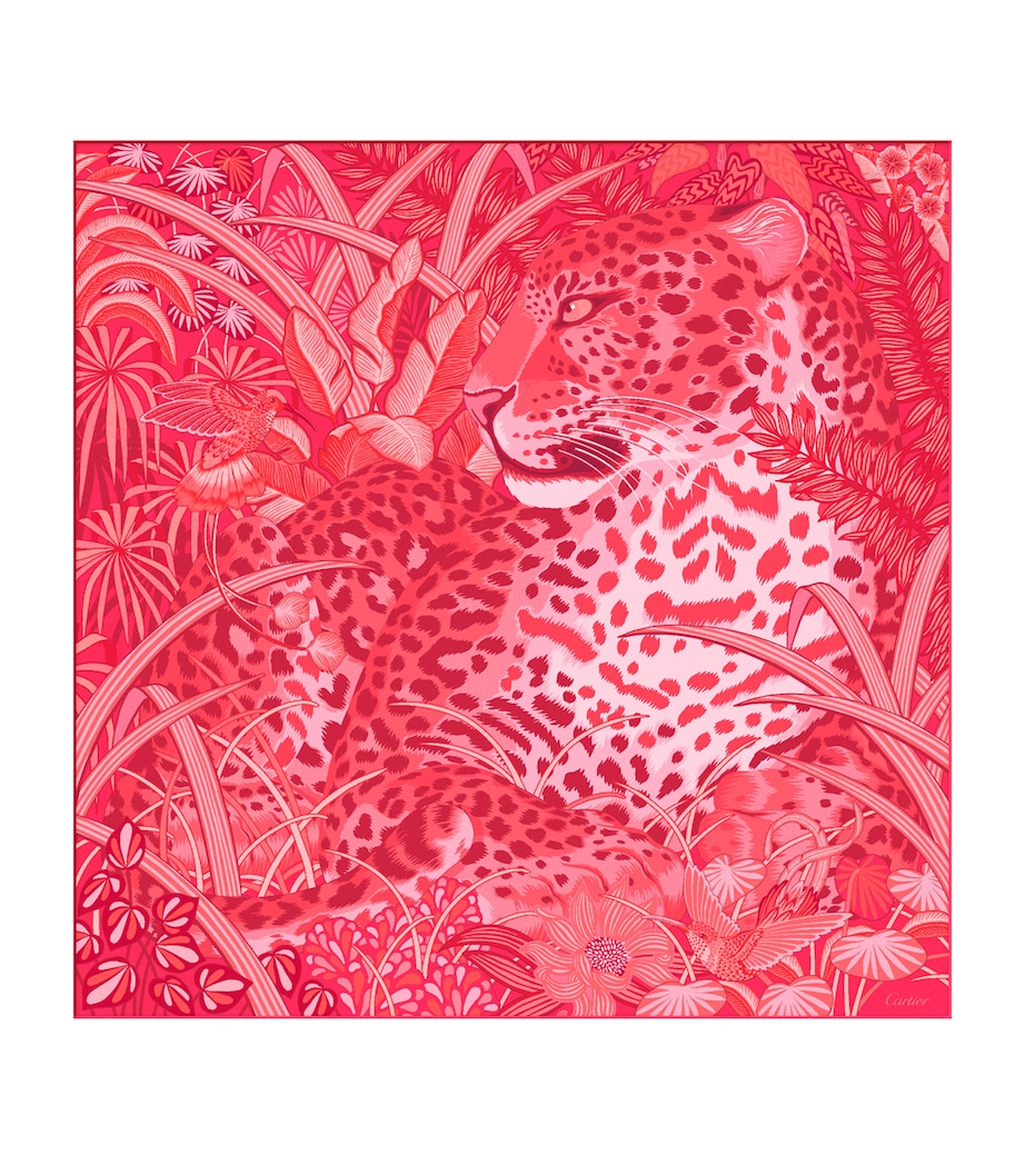 Cartier Silk Panther in the Jungle Scarf Red Image 1
