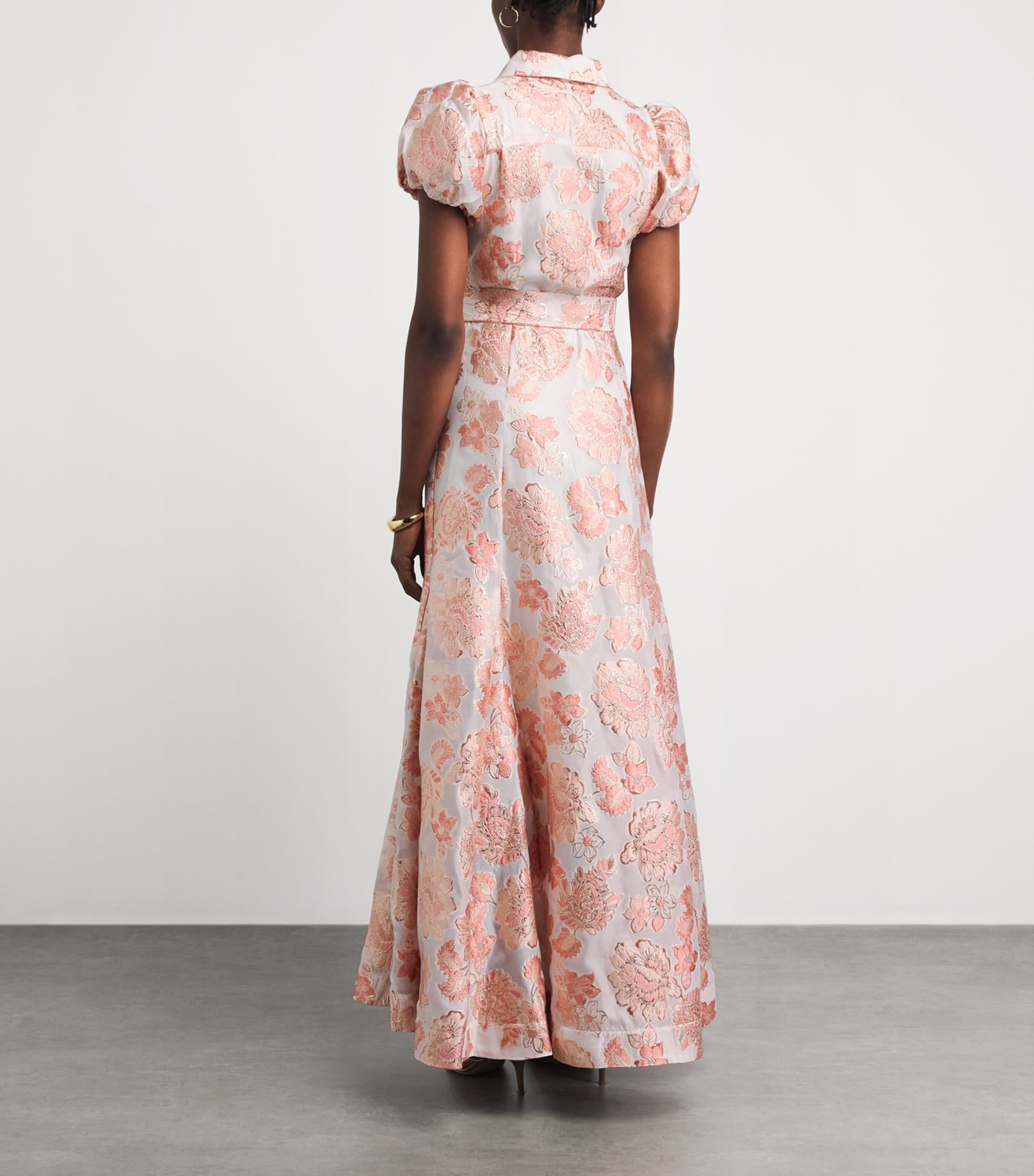 Alice+Olivia Womens Floral Jacquard Henrietta Maxi Dress English Rose Image 4