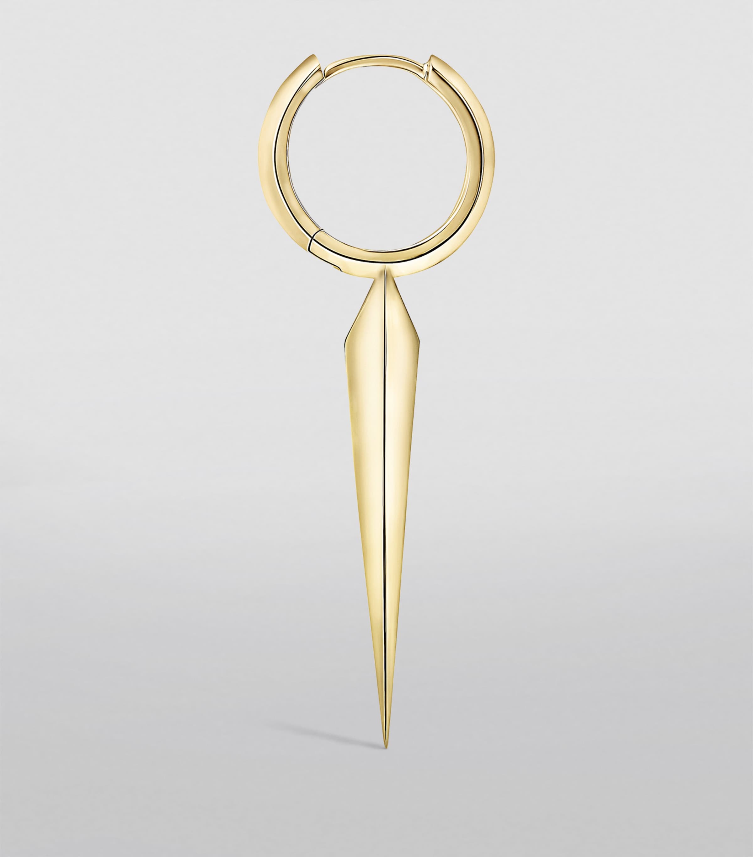 Yellow Gold Faceted Grand Spike Hoop Earring (9.5mm) YELLOW GOLD Image 2