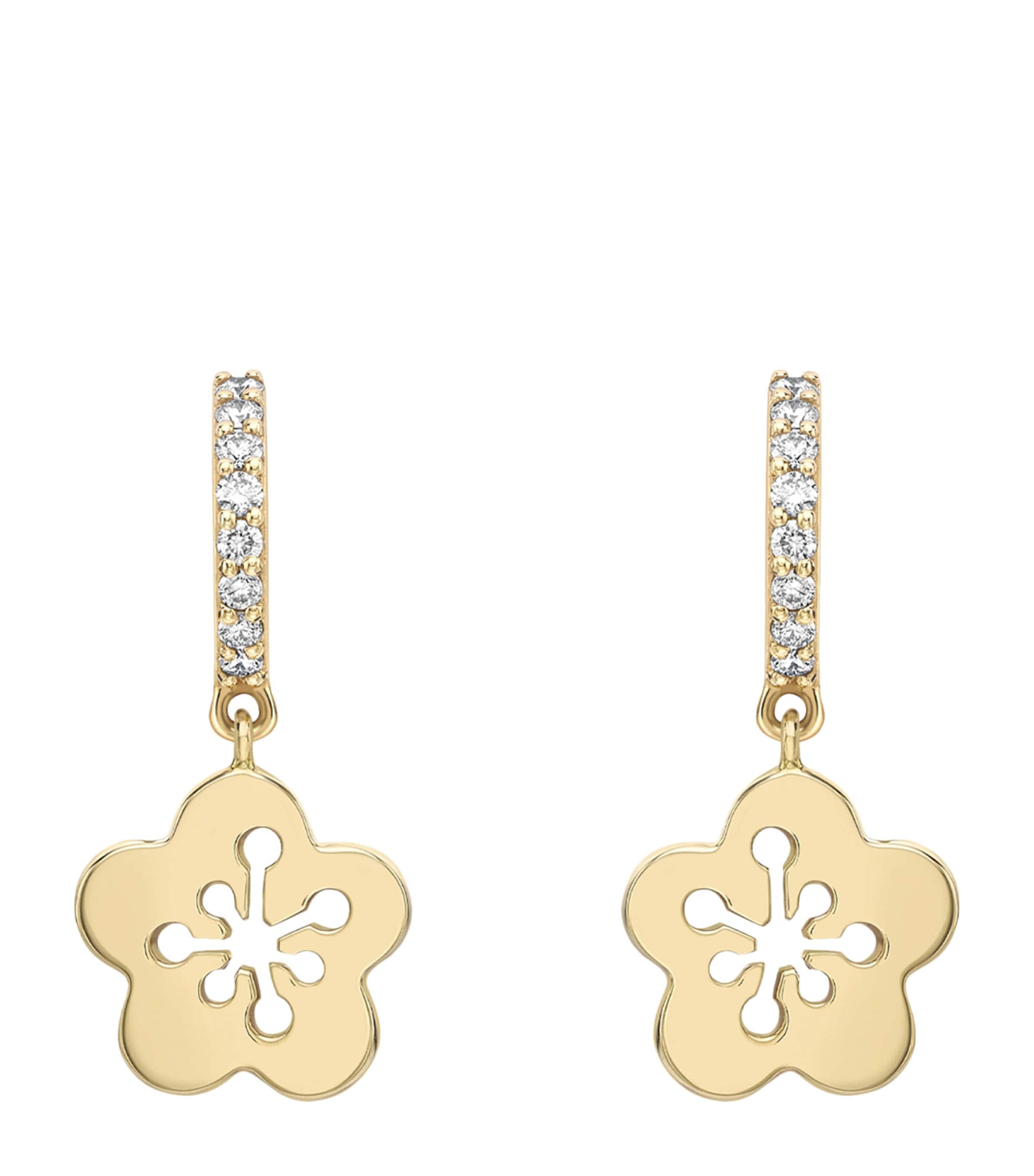 Boodles Mini Yellow Gold And Diamond Blossom Drop Earrings