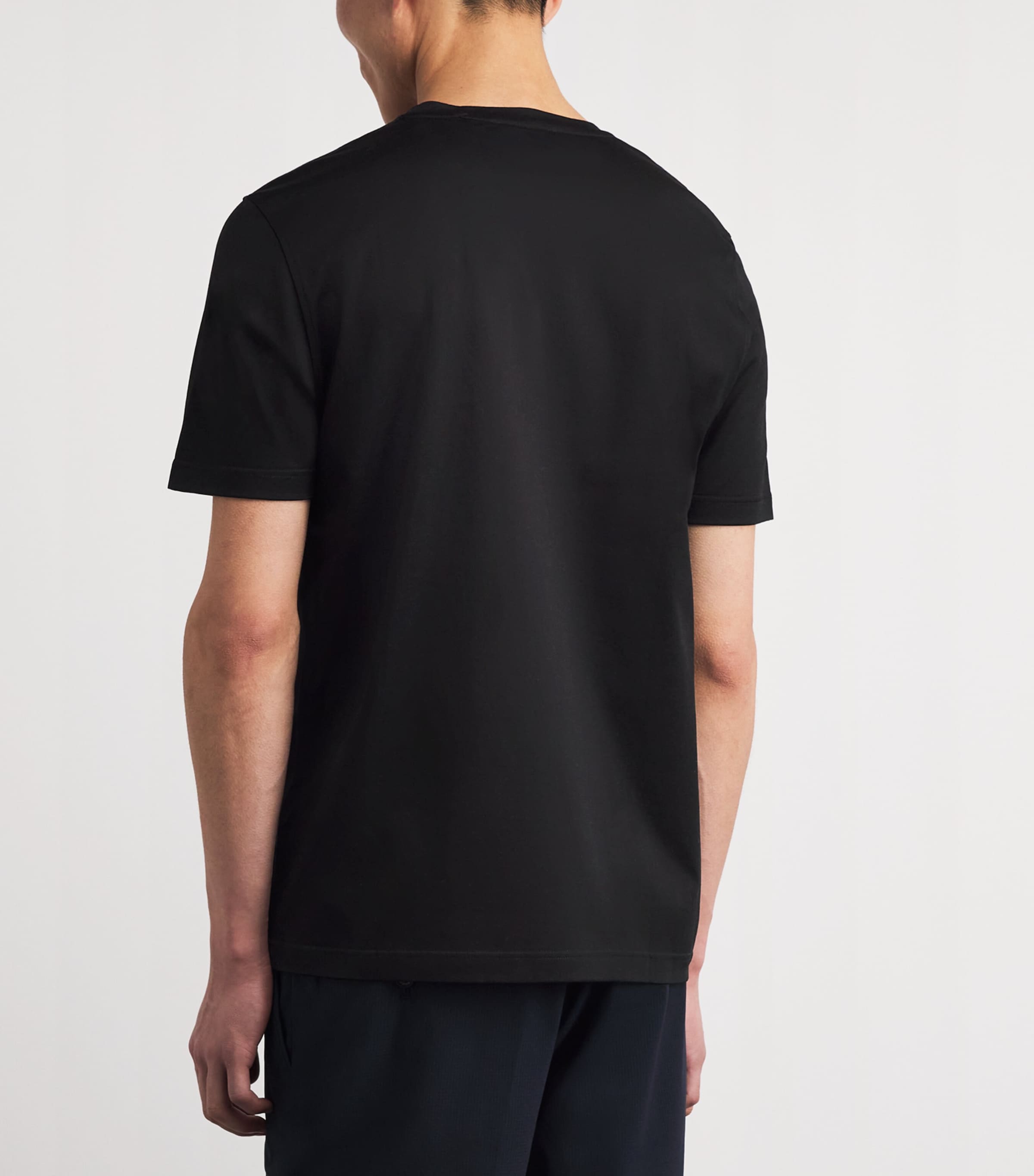 Corneliani Mens Cotton Crew-Neck T-Shirt Black Image 5