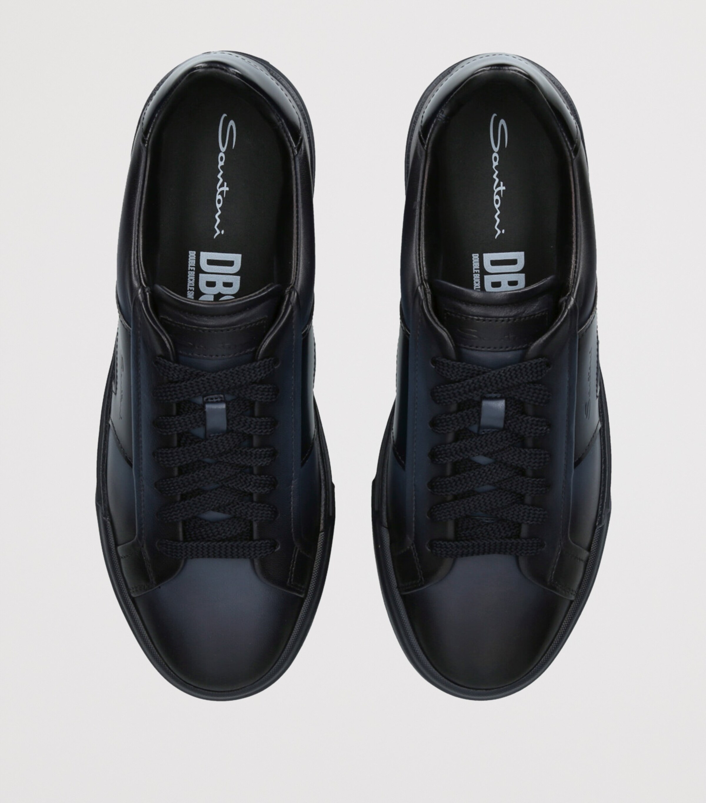 Santoni Leather DBS Sneakers Navy Image 4