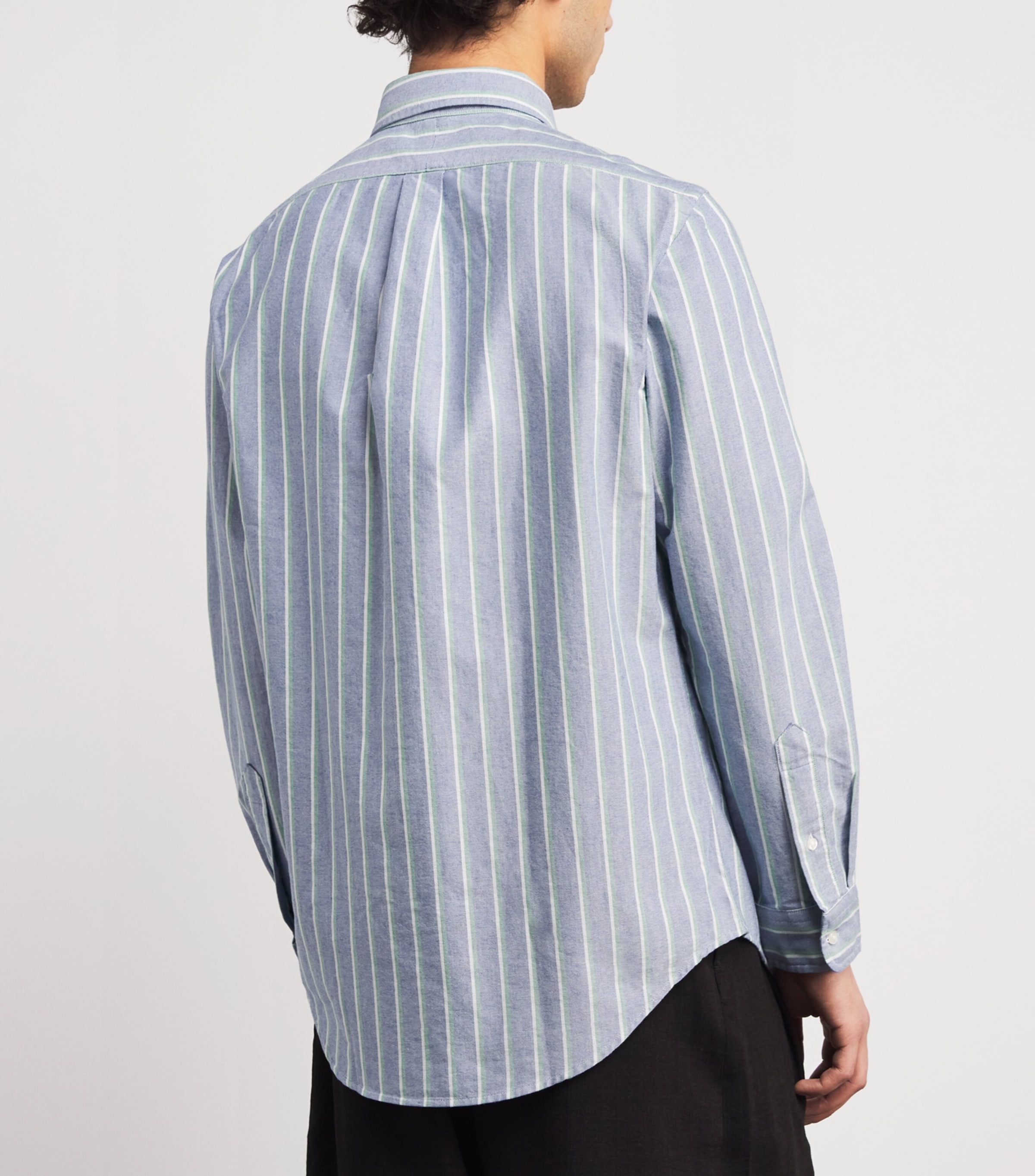 Cotton Stripe Oxford Shirt 259D NAVY GREEN MLTI Image 4