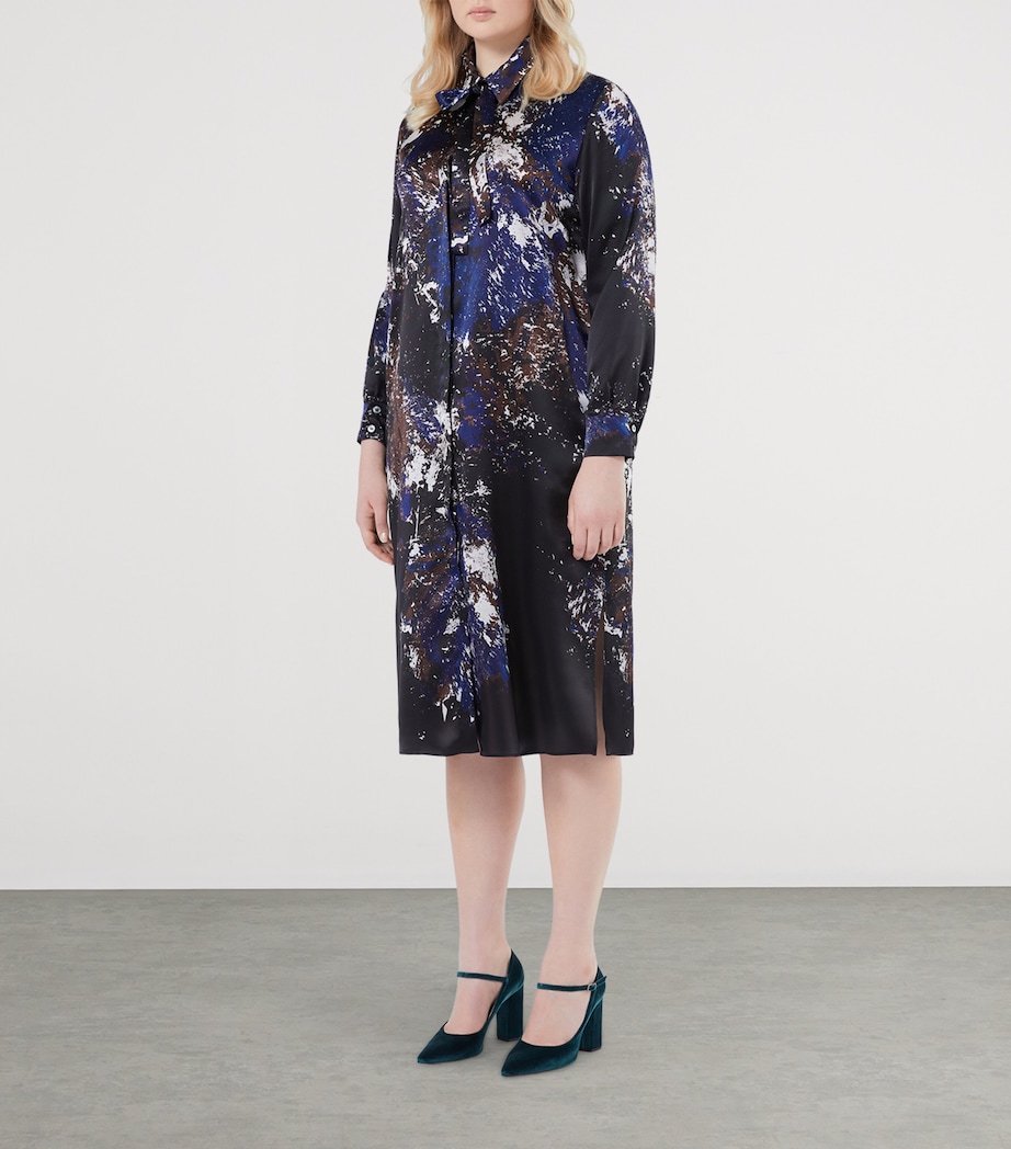 Silk Danila Shirt Midi Dress BLUE/BLACK Image 2