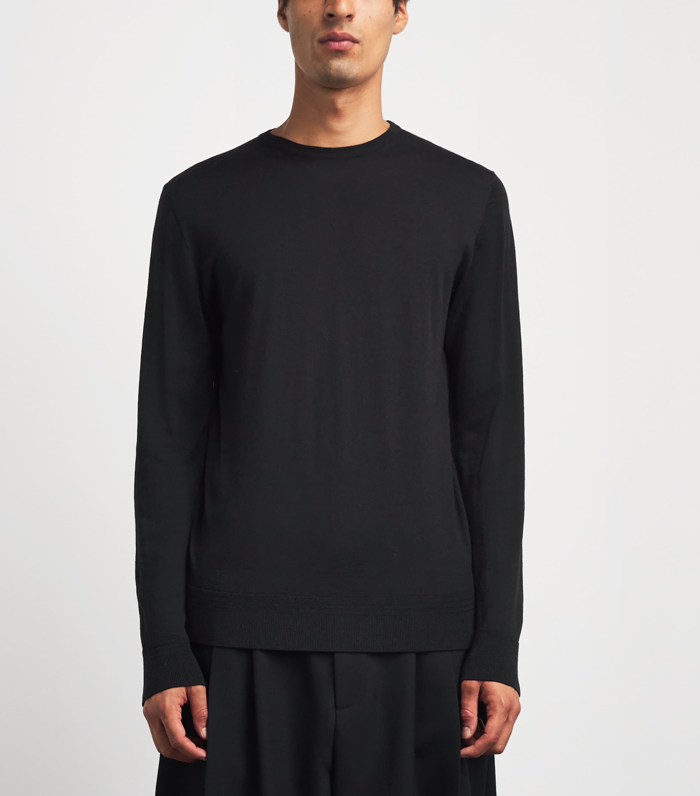 Barena Mens Merino Crew-Neck Sweater Nero Image 4