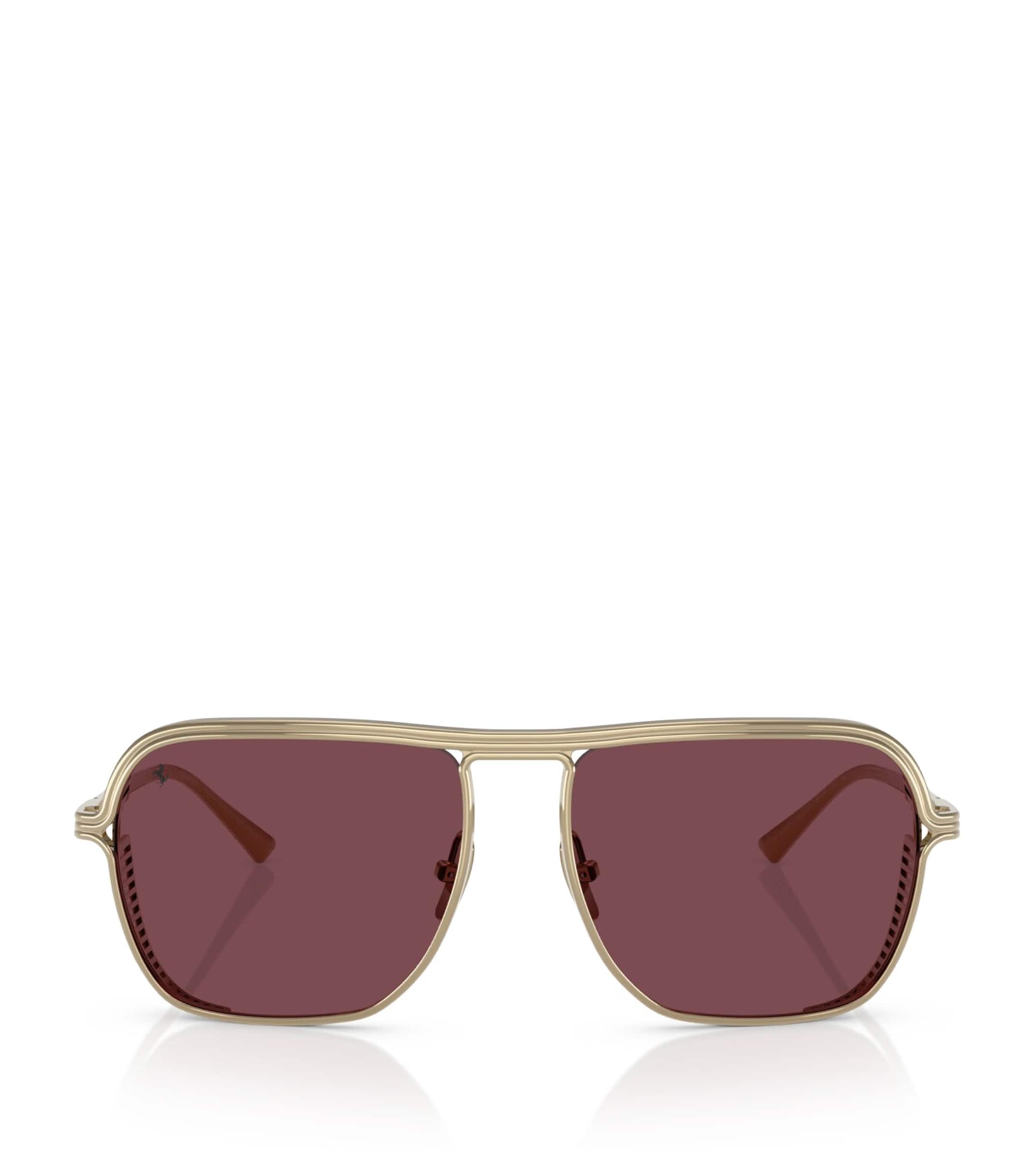 Ferrari Logo-detail Sunglasses In Gold