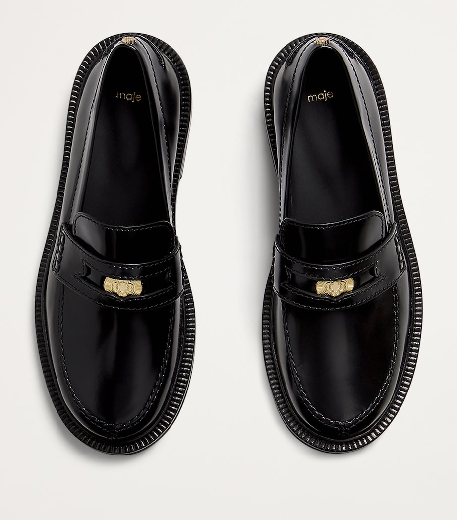 Leather Penny Loafers BLACK Image 2