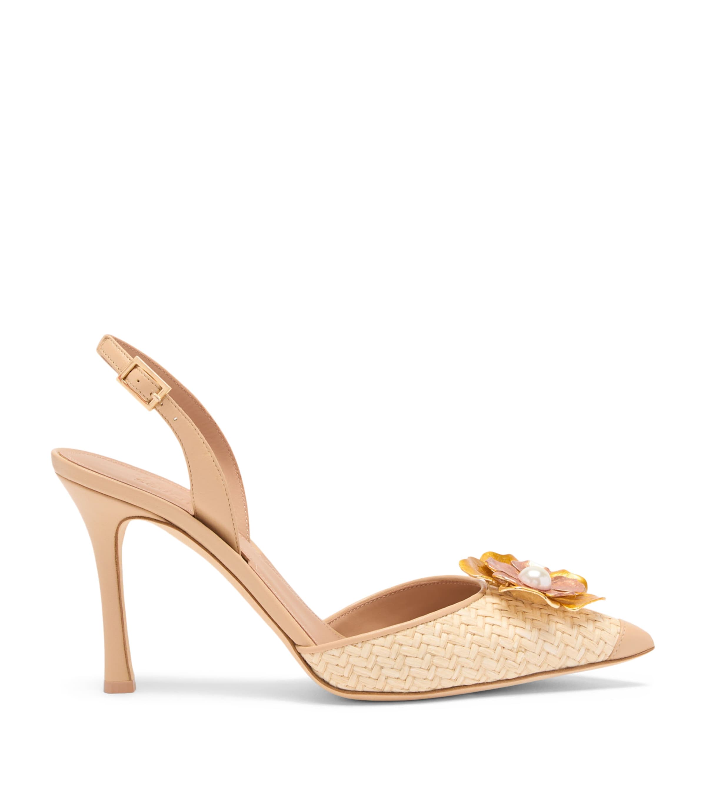 Malone Souliers Raffia Sarah Slingback Heels 90 Buff Image 1