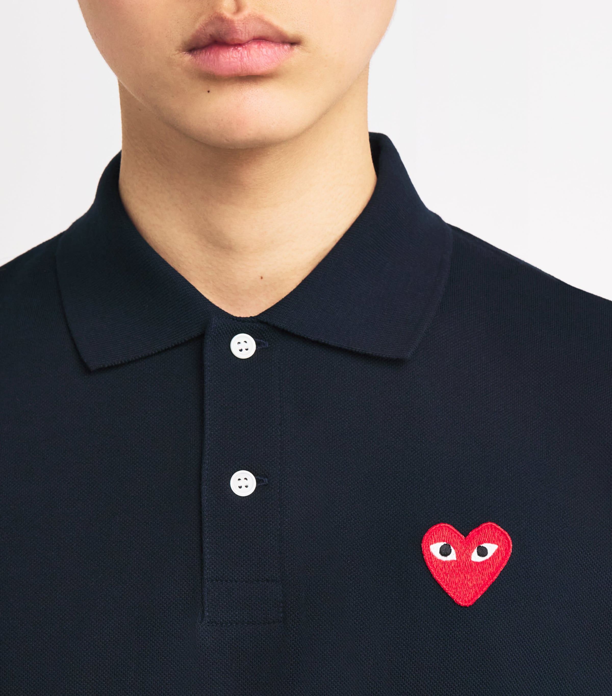 Comme Des Garçons Play Navy Heart Logo Polo Shirt | Harrods US