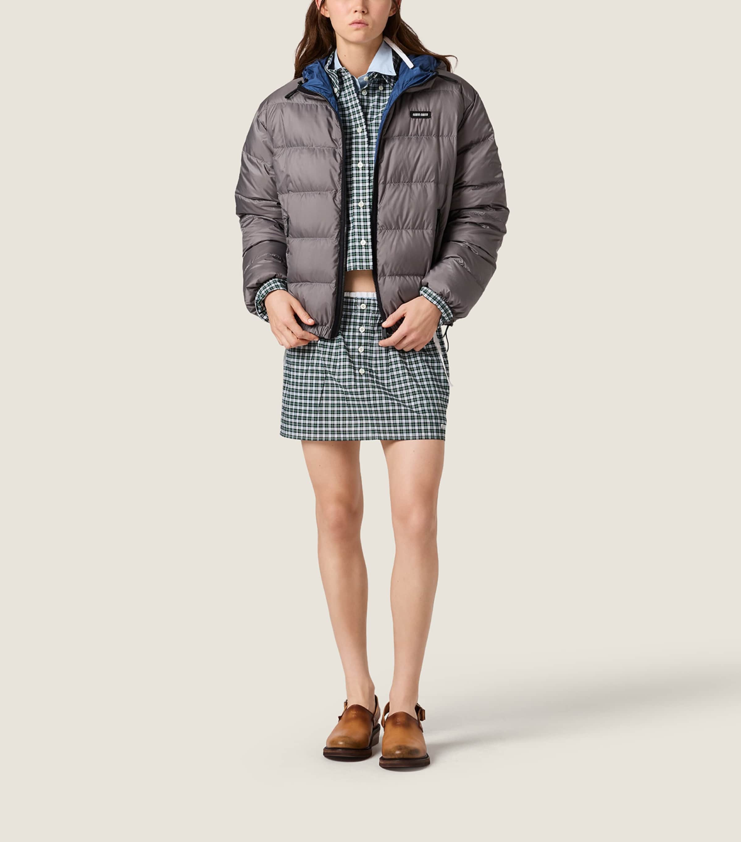 Miu Miu Womens Down Ponge Puffer Jacket Gold/silver Image 2