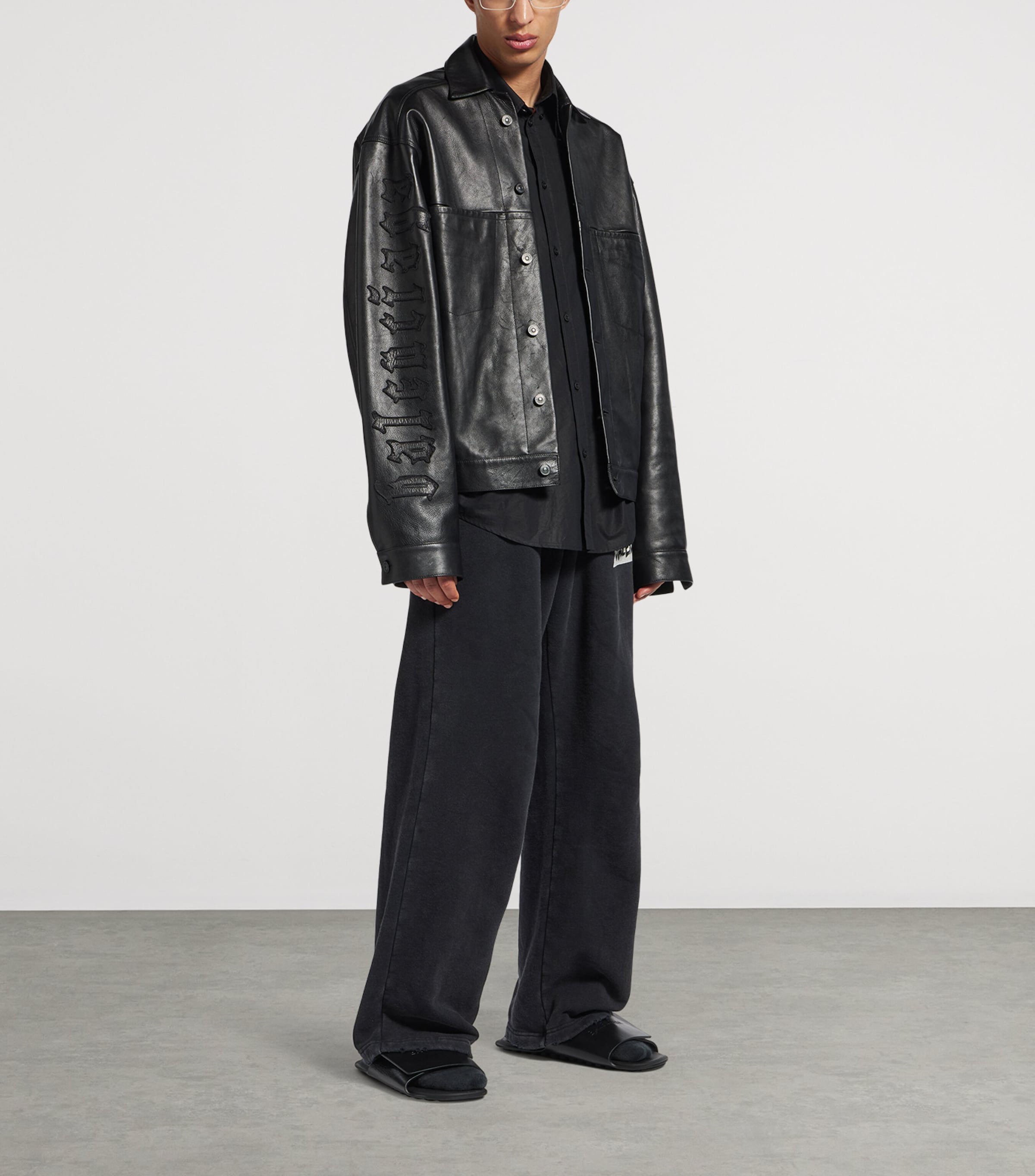 Logo Oversized Leather Jacket 1000 Image 2