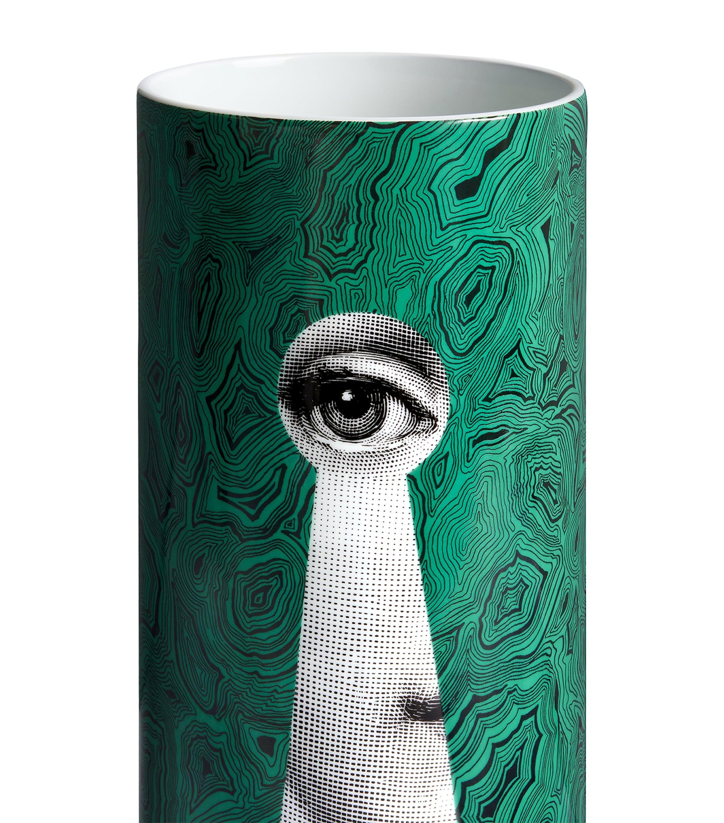 Fornasetti Medium Porcelain Serratura su Malachite Vase (32cm) Image 4