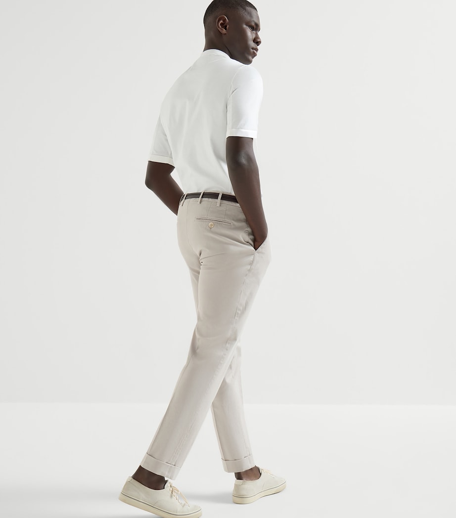 Brunello Cucinelli Mens Stretch-Cotton Garment-Dyed Trousers Image 4