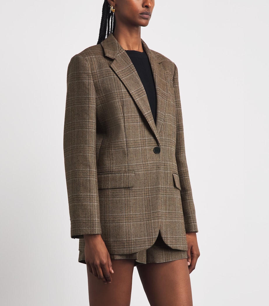 Sandro Paris Womens Wool Check Blazer Caramel Image 4
