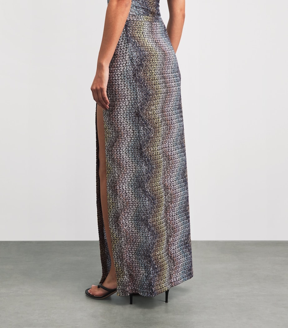 Missoni Womens Lamé Zigzag Maxi Skirt Smsns Mlt Blu/yl/vlt Image 5