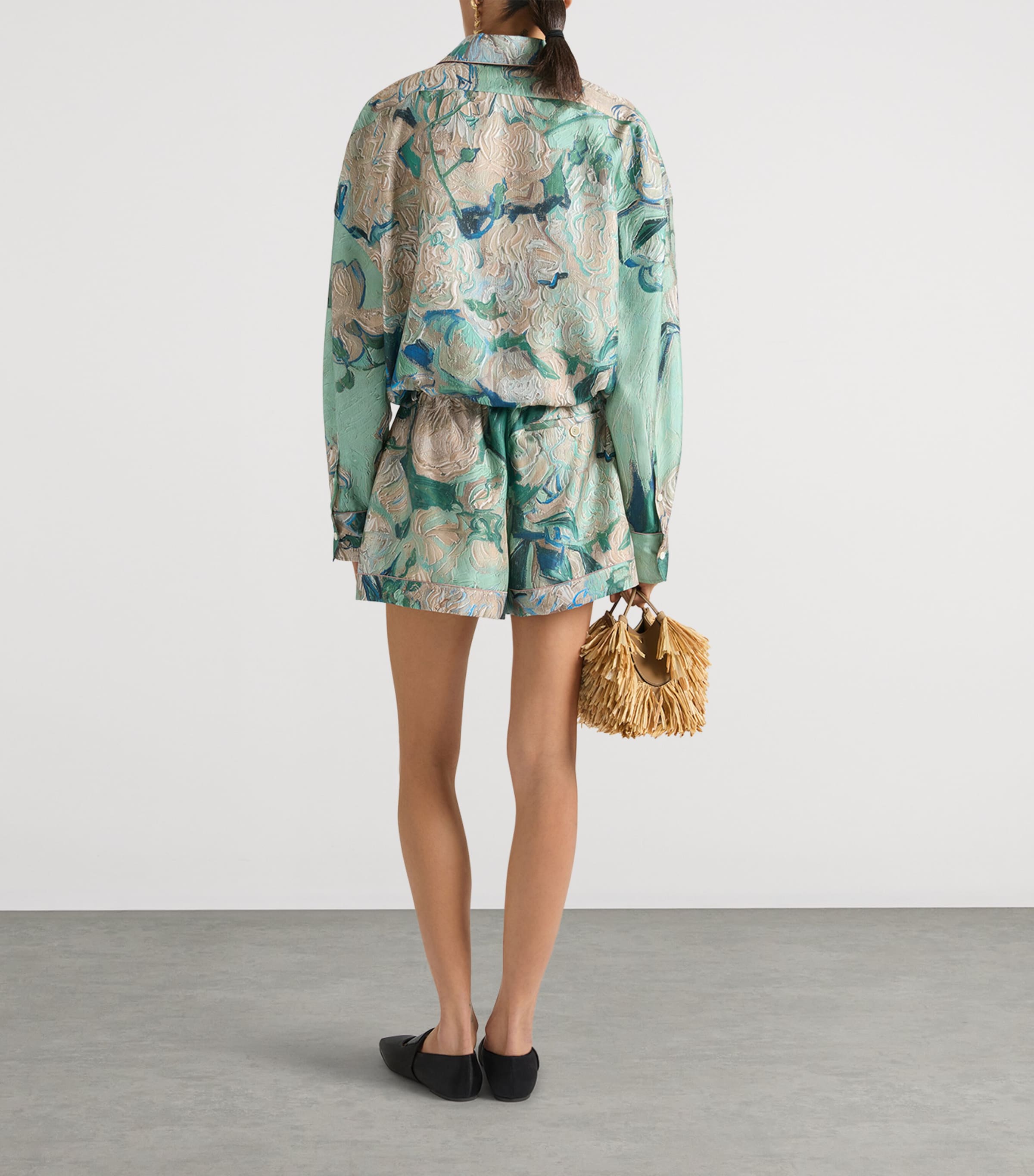 Givenchy Womens Silk Rose Print Shirt Mint Green Image 3