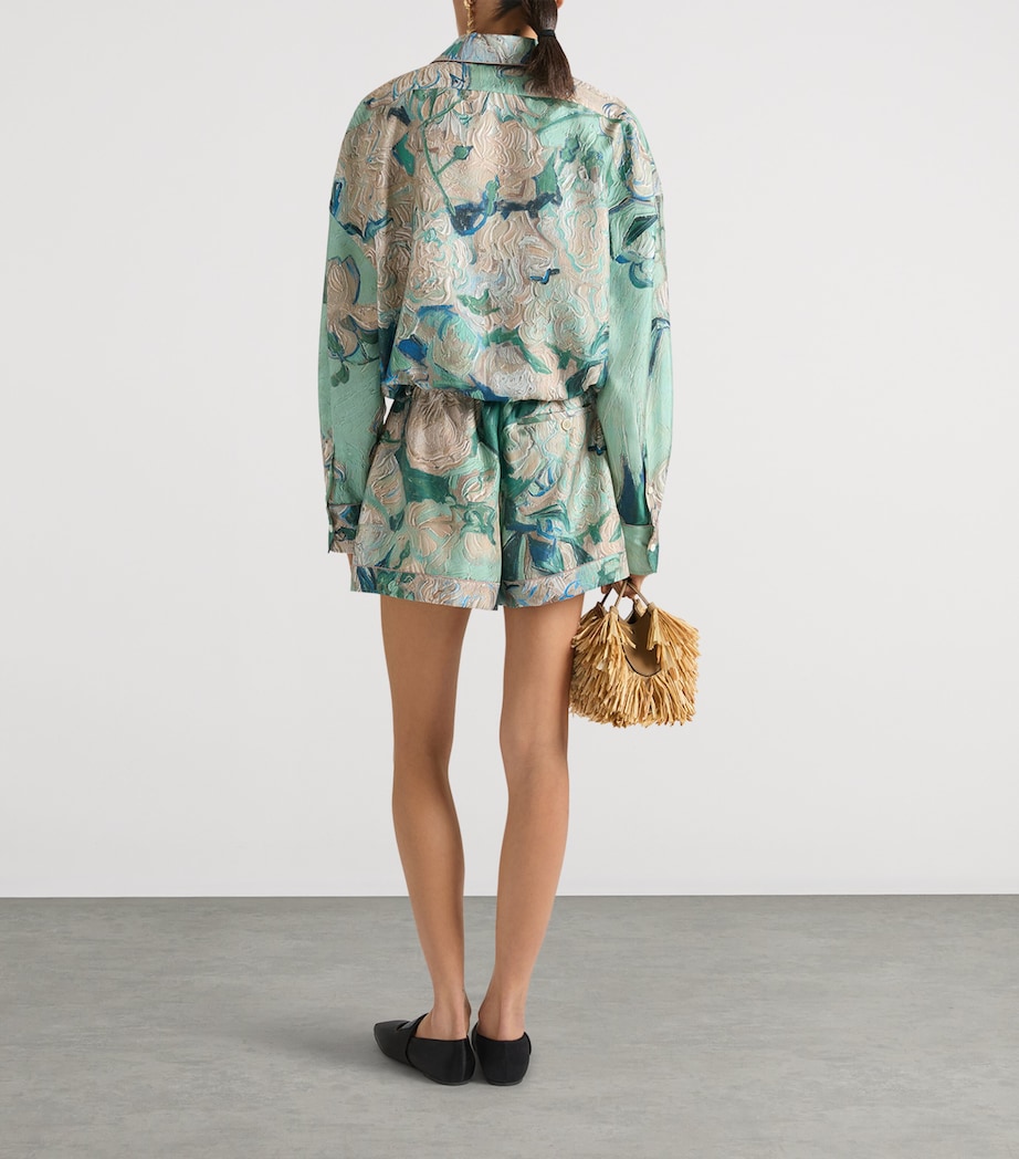 Givenchy Womens Silk Rose Print Shirt Mint Green Image 3