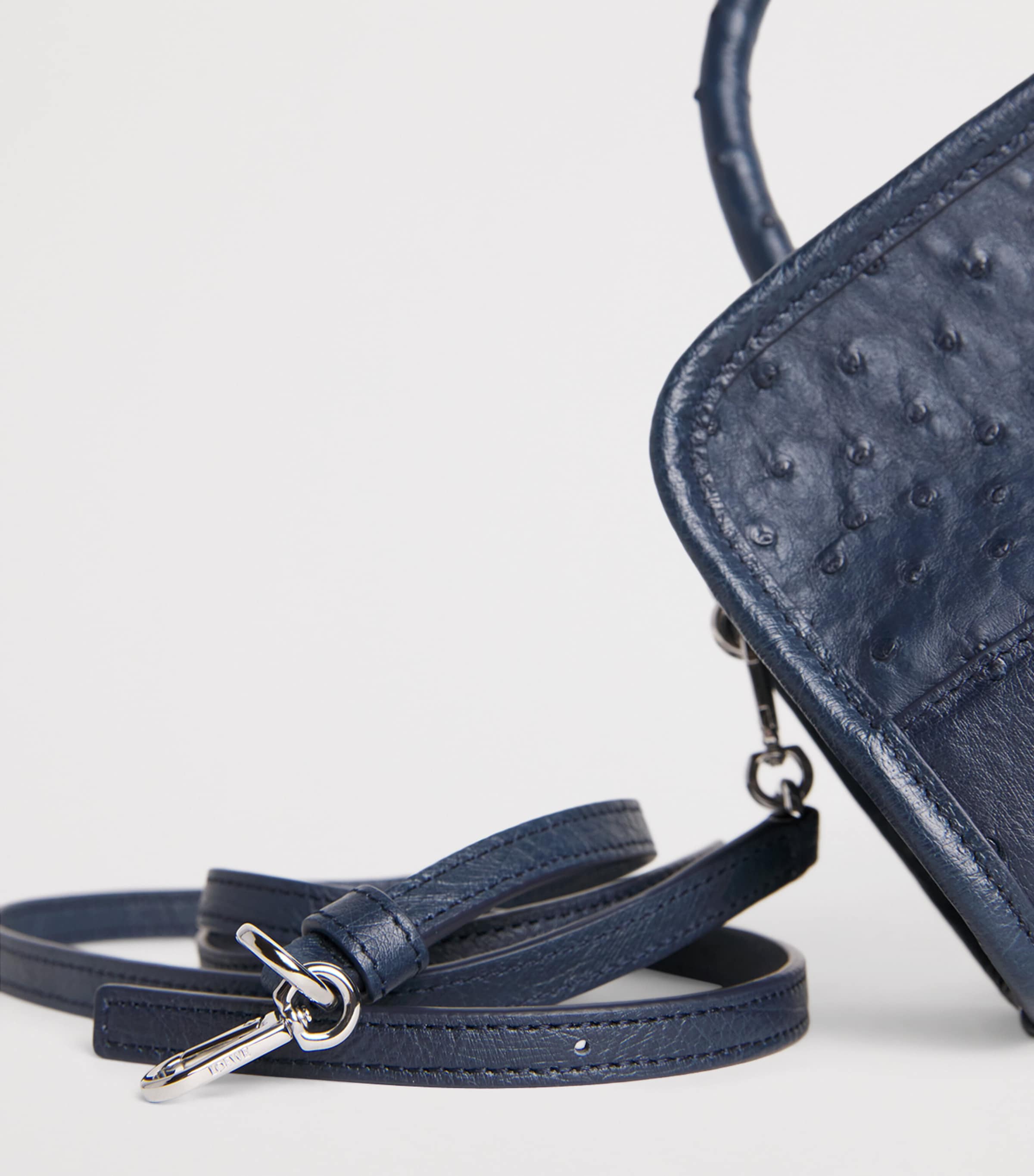 LOEWE Mini Ostrich Leather Amazona 180 Top-Handle Bag Deep Navy Image 7