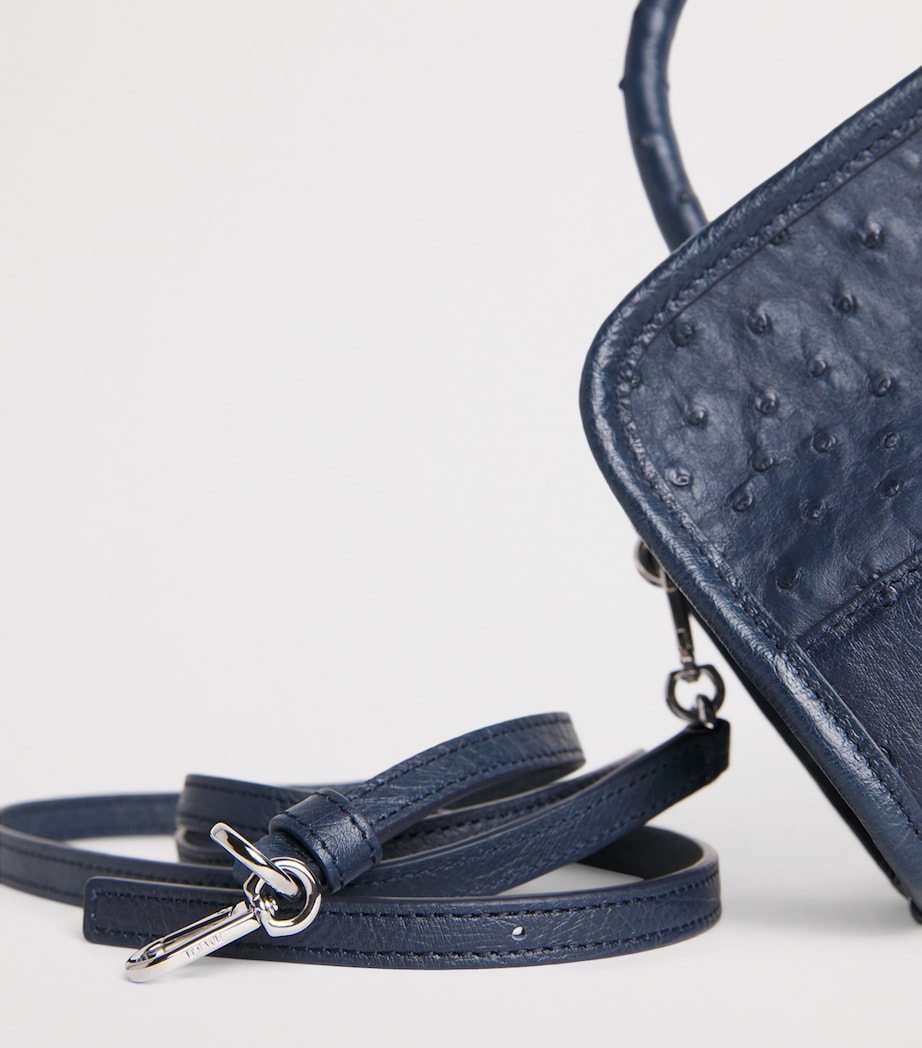LOEWE Mini Ostrich Leather Amazona 180 Top-Handle Bag Deep Navy Image 7
