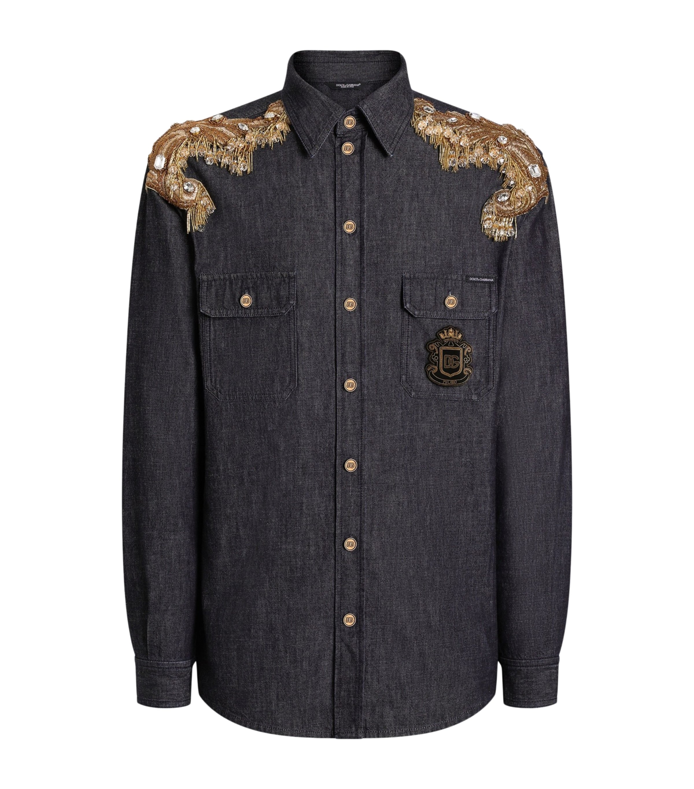 Dolce&Gabbana Mens Denim Embellished Shirt Combined Co Image 1