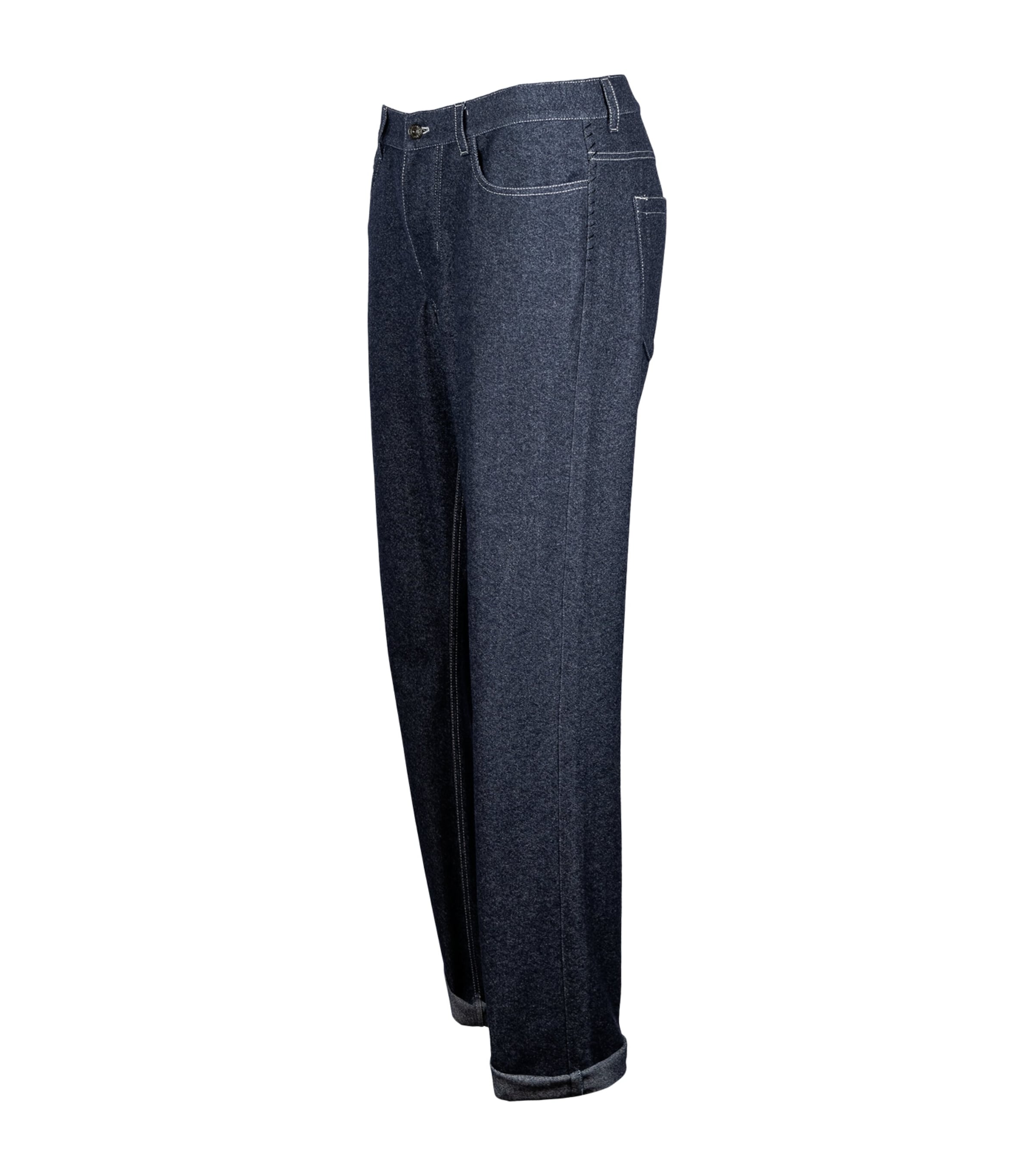 Alan Scott Mens Cashmere-Blend Relaxed Jeans Dark Indigo Image 2