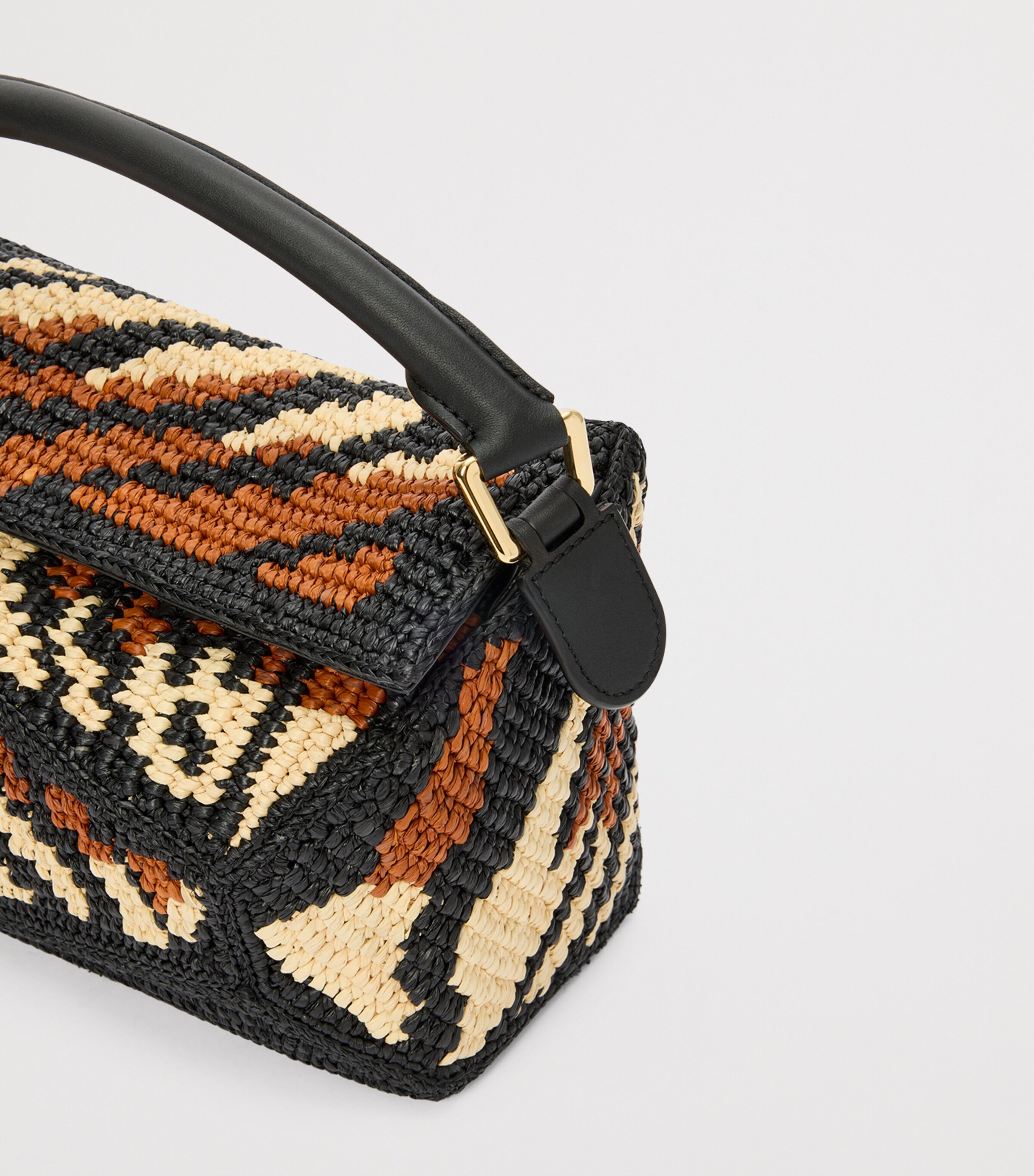 LOEWE Black x Paula's Ibiza Small Raffia Puzzle Edge Top-Handle